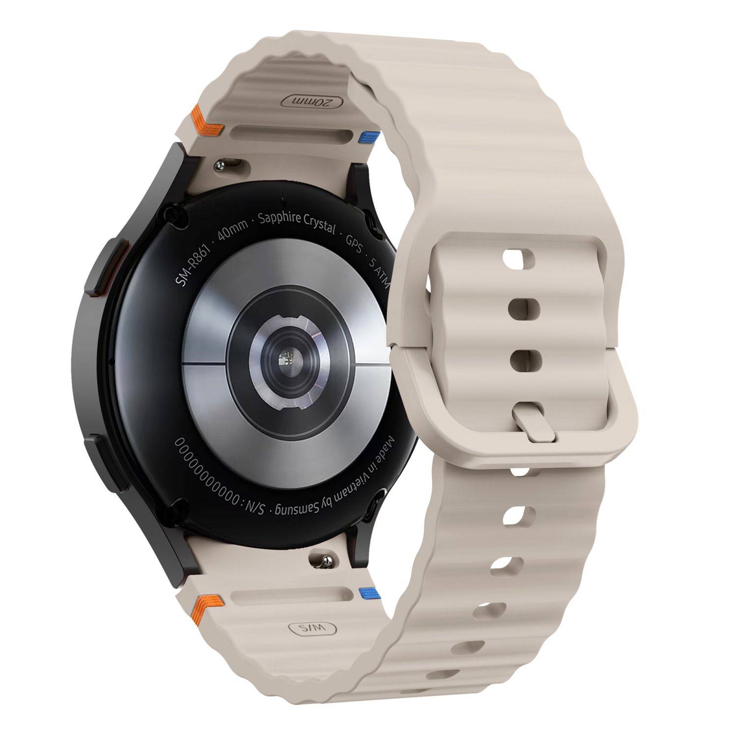 Für Samsung Galaxy Watch 7 44 / 40mm Silikon Wellen Design Band Beige