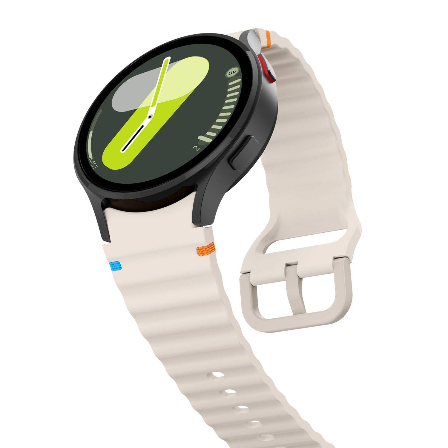 Für Samsung Galaxy Watch 7 44 / 40mm Silikon Wellen Design Band Beige
