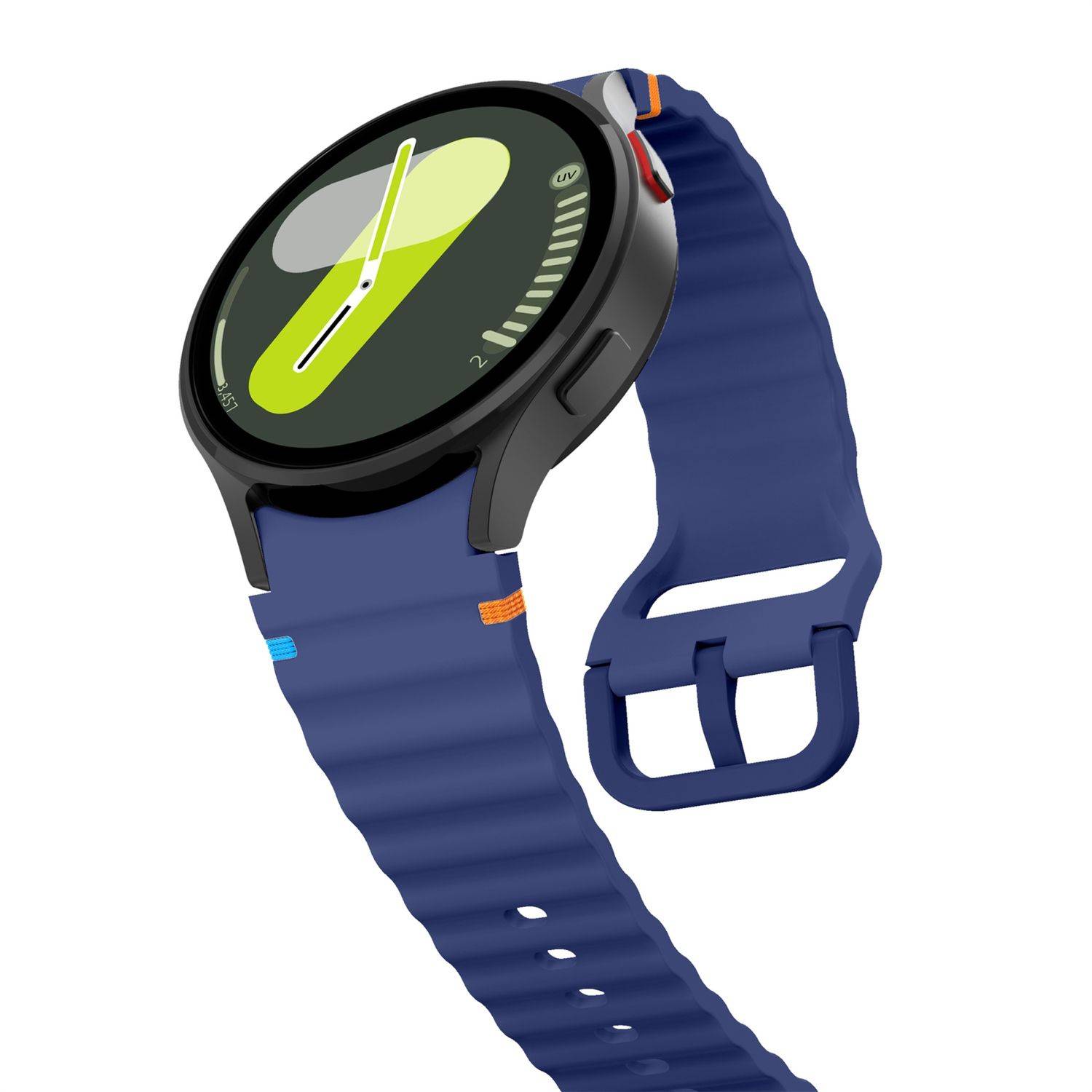 Für Samsung Galaxy Watch 7 44 / 40mm Silikon Wellen Design Band D Blau