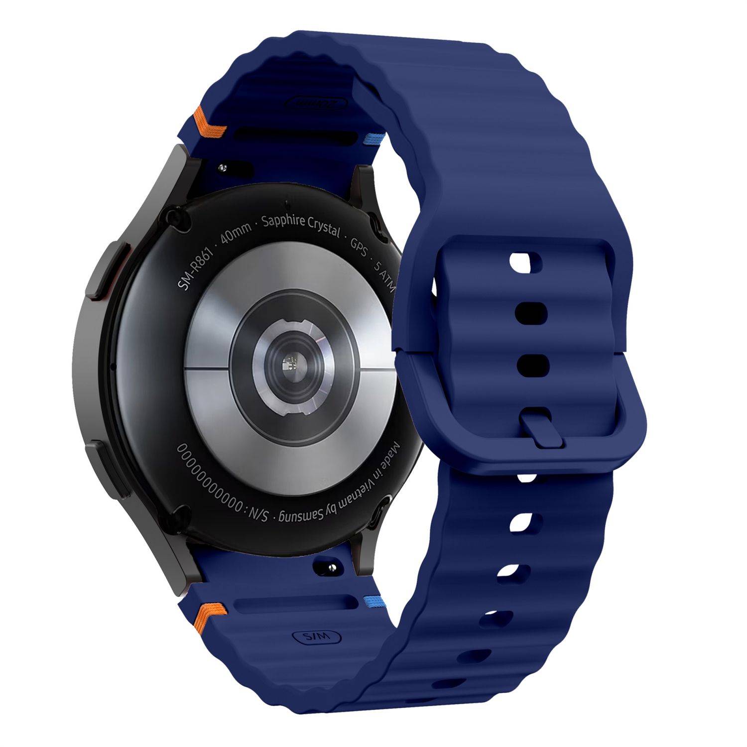 Für Samsung Galaxy Watch 7 44 / 40mm Silikon Wellen Design Band D Blau