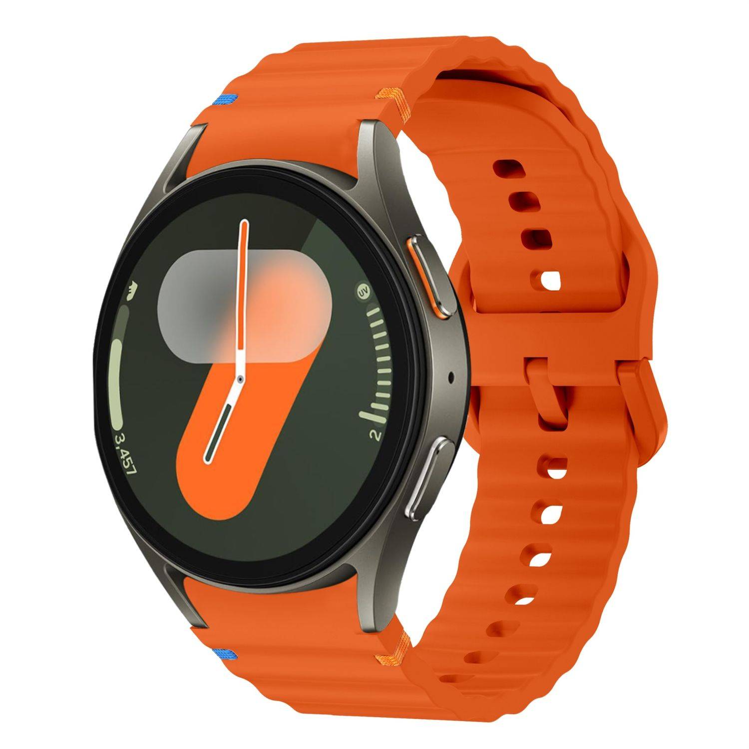 Für Samsung Galaxy Watch 7 44 / 40mm Silikon Wellen Design Band Orange