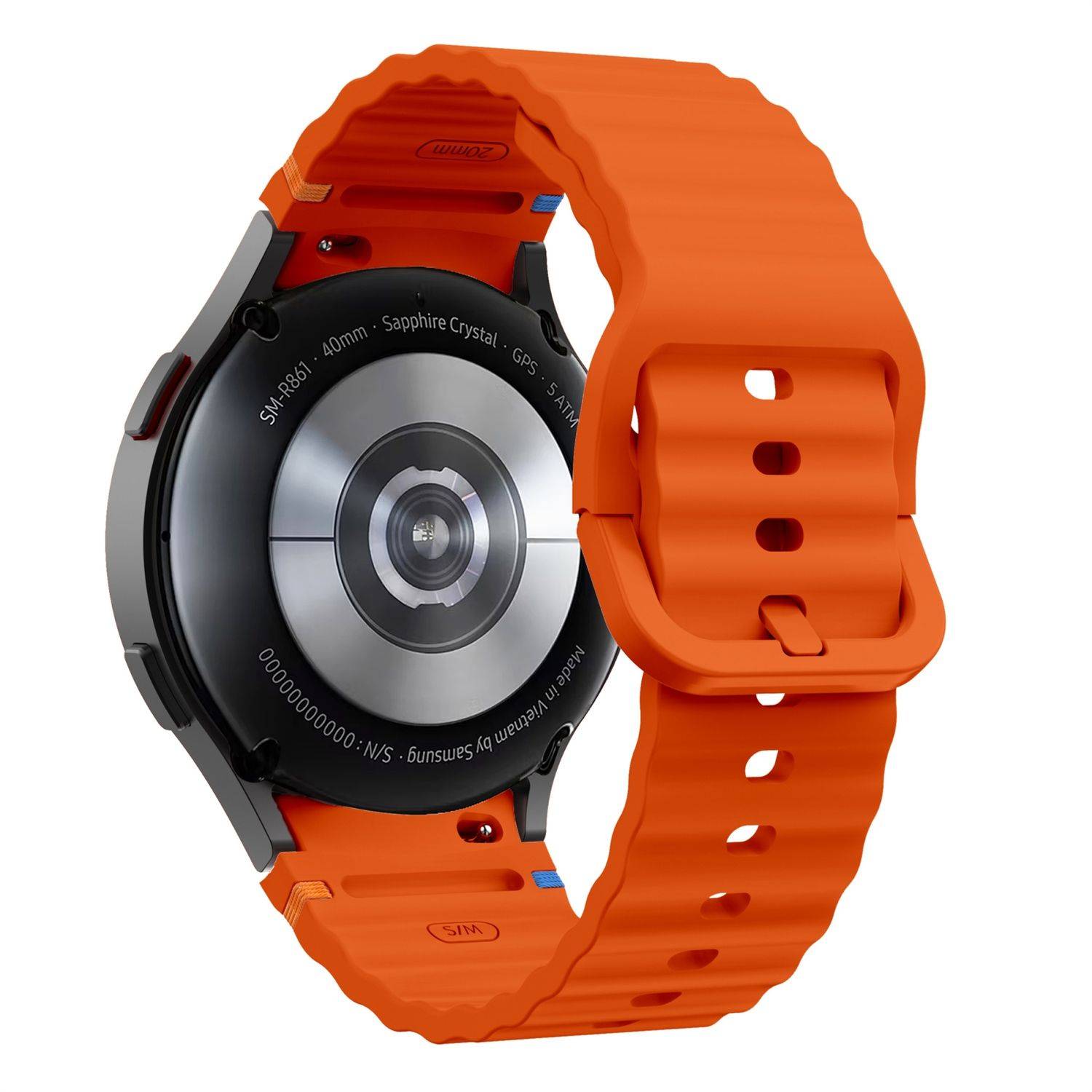 Für Samsung Galaxy Watch 7 44 / 40mm Silikon Wellen Design Band Orange