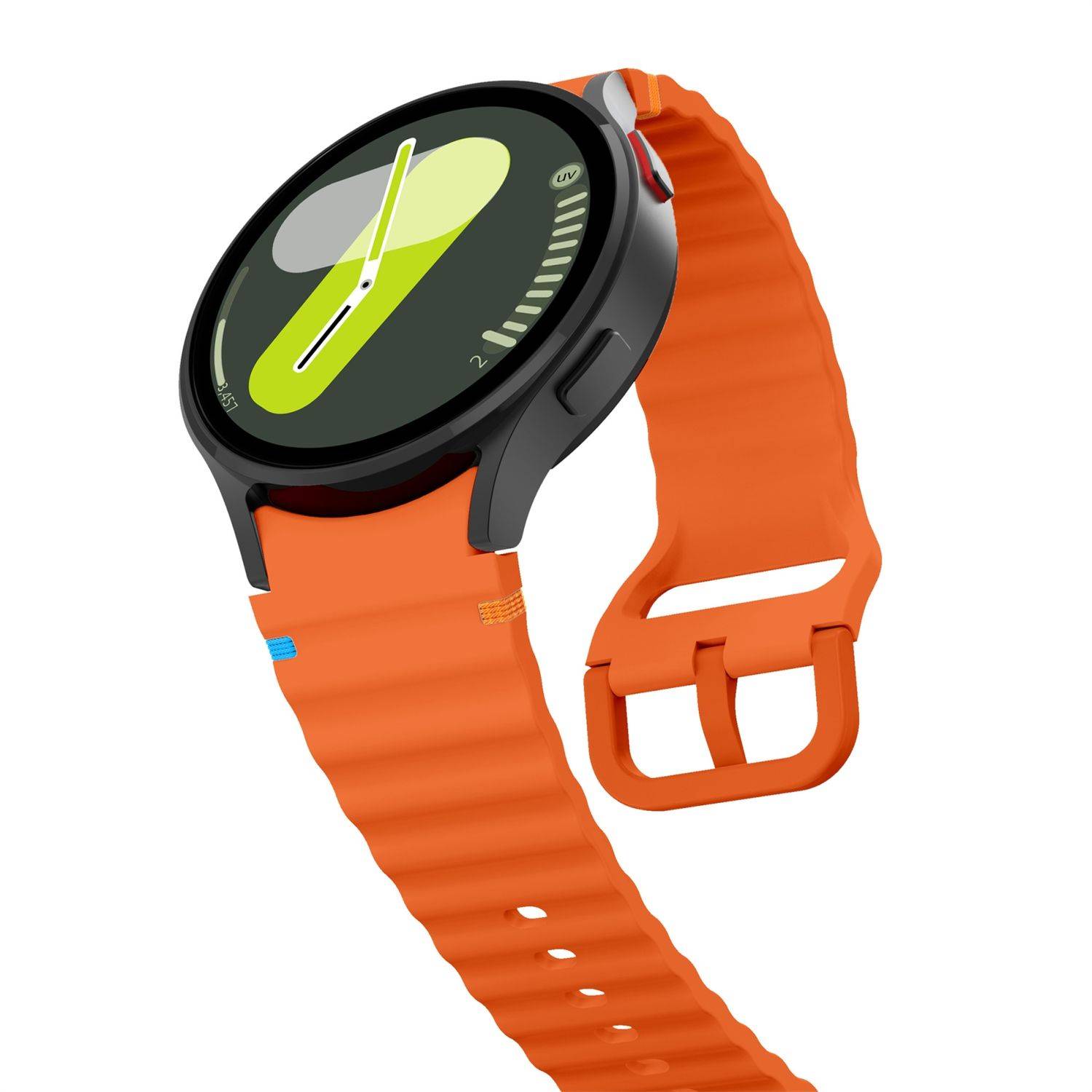 Für Samsung Galaxy Watch 7 44 / 40mm Silikon Wellen Design Band Orange