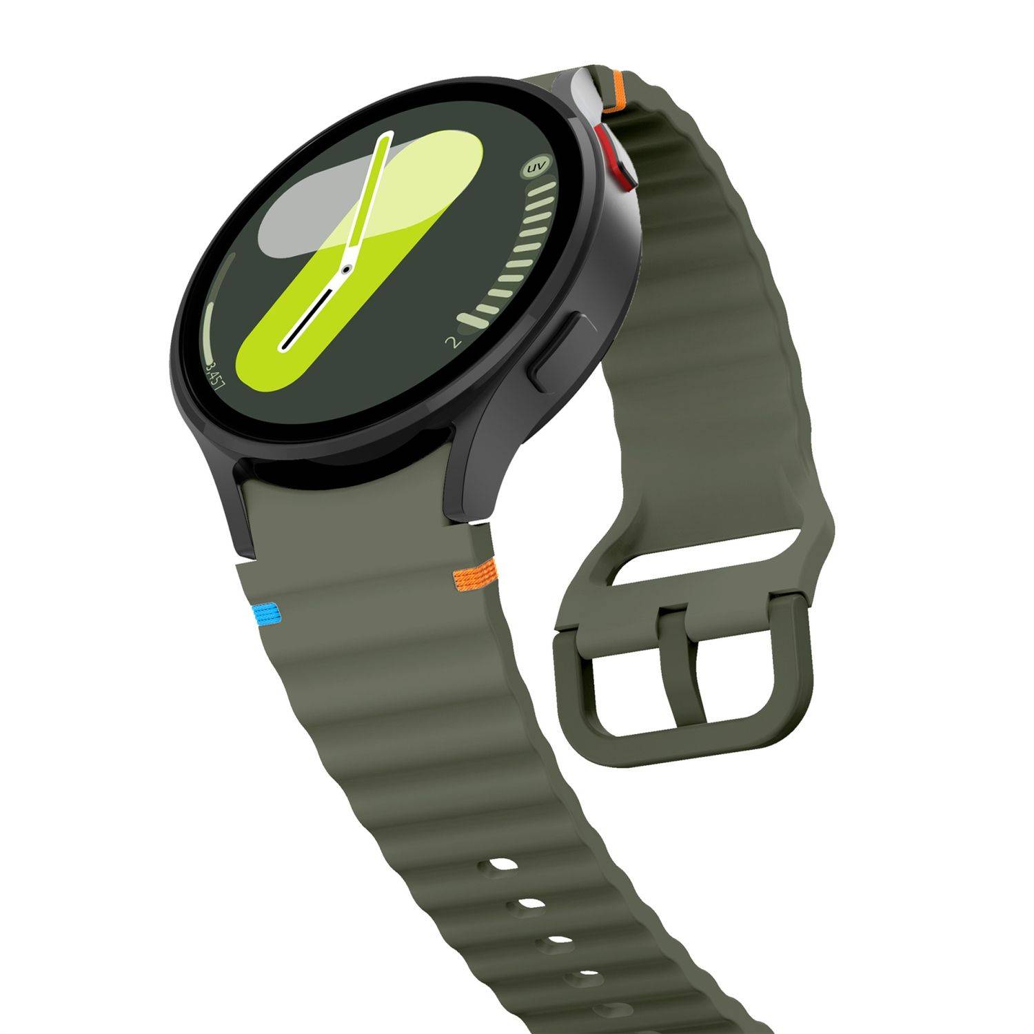 Für Samsung Galaxy Watch 7 44 / 40mm Silikon Wellen Design Band D Grün
