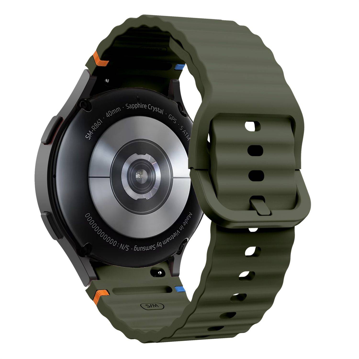 Für Samsung Galaxy Watch 7 44 / 40mm Silikon Wellen Design Band D Grün