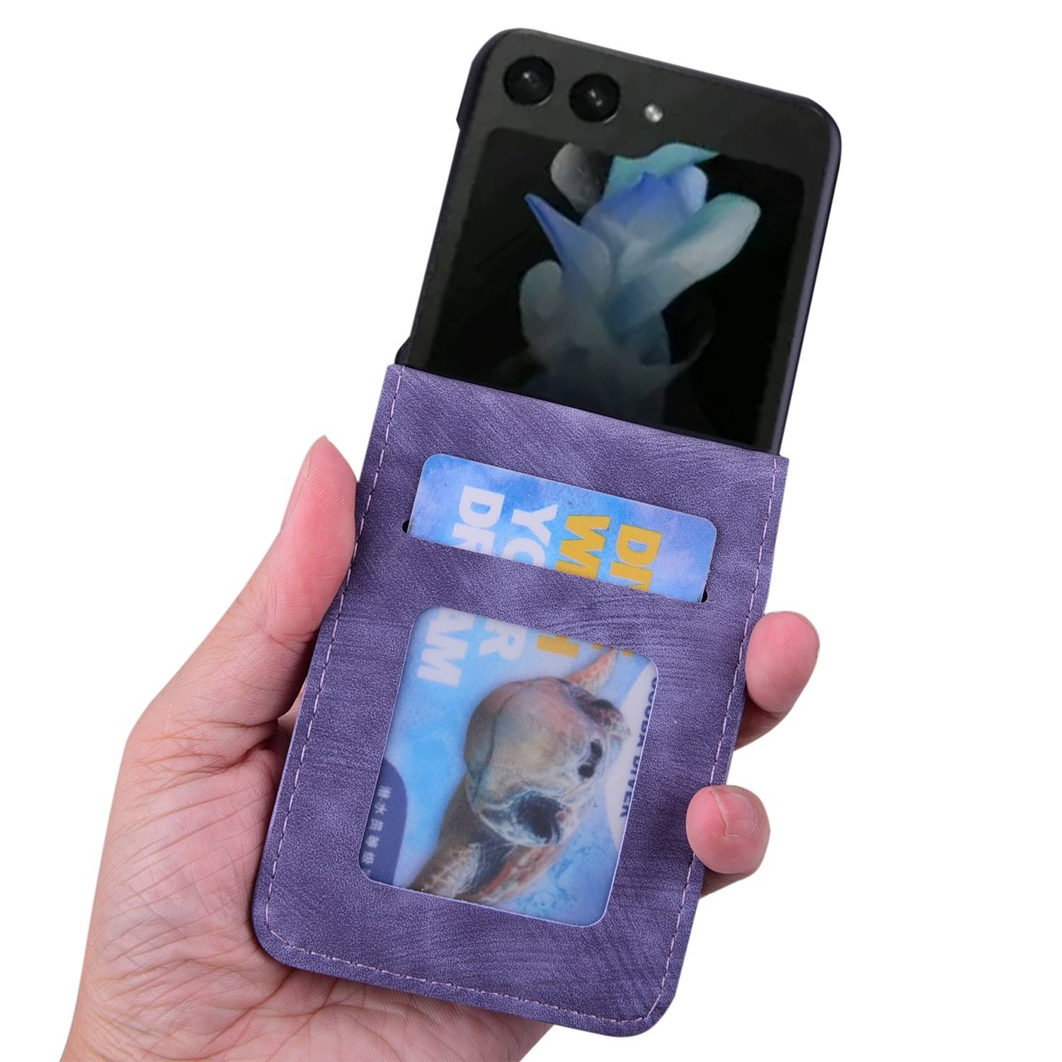 Für Samsung Galaxy Z Flip6 Kunstleder Cartoon Design Schutzhülle Lila