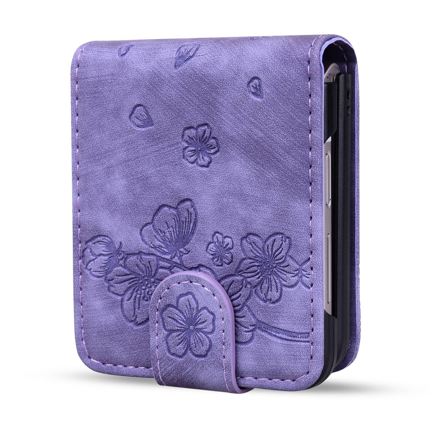 Für Samsung Galaxy Z Flip6 Kunstleder Cartoon Design Schutzhülle Lila