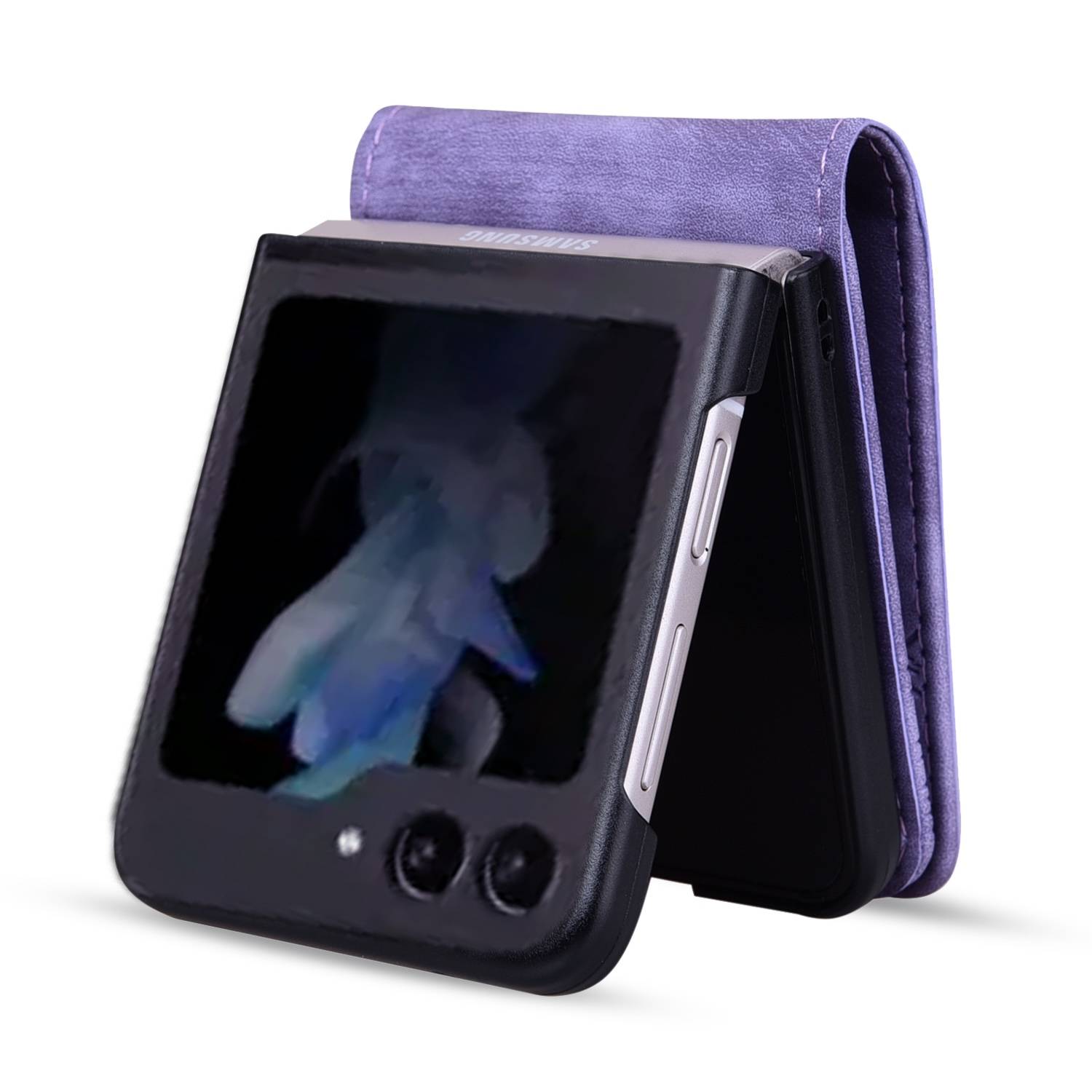 Für Samsung Galaxy Z Flip6 Kunstleder Cartoon Design Schutzhülle Lila