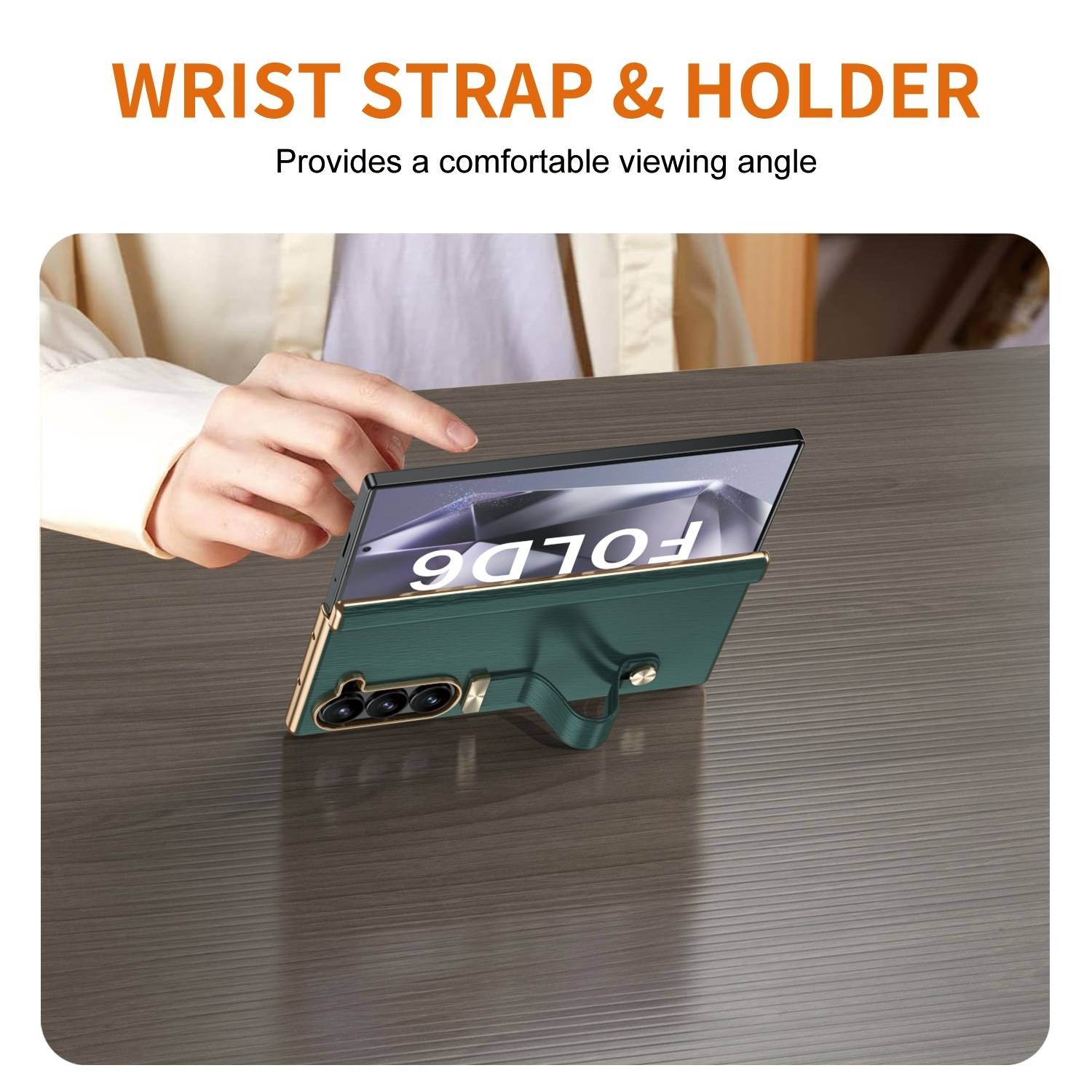 Für Samsung Galaxy Z Fold6 Hülle mit Handschlaufe Halterung Case Grün