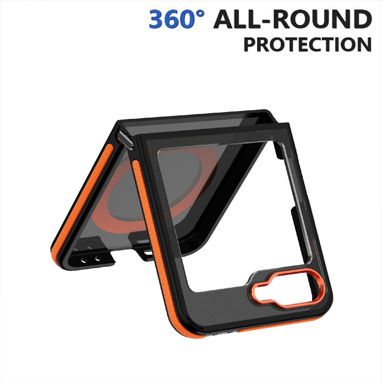 Für Samsung Galaxy Z Flip6 Dual Color Skin Feel 360 Ring Hülle Orange