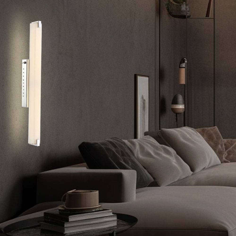 Wandlampe Wandleuchte Schlafzimmerleuchte Wohnzimmerlampe Esszimmerleuchte Flurlampe, Glas Chrom, LED 15W 1160Lm 3200K warmweiß, H 58,5 cm