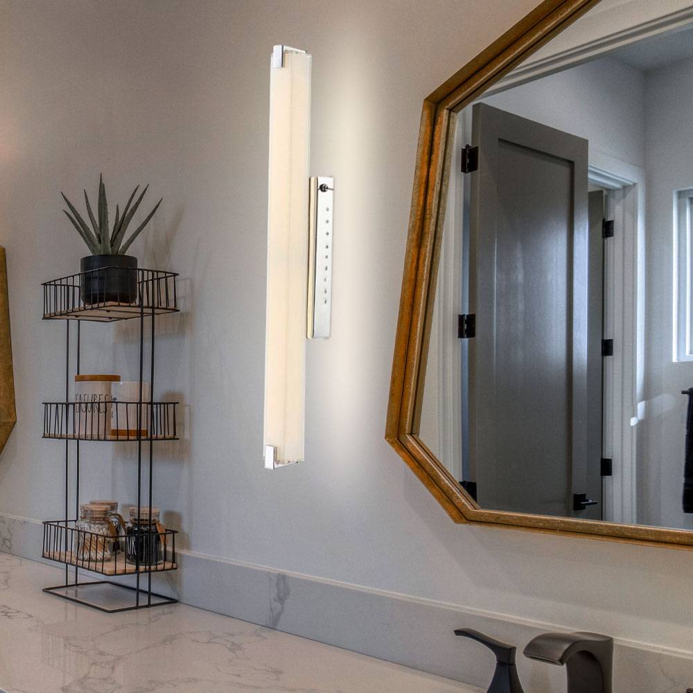 Wandlampe Wandleuchte Schlafzimmerleuchte Wohnzimmerlampe Esszimmerleuchte Flurlampe, Glas Chrom, LED 15W 1160Lm 3200K warmweiß, H 58,5 cm