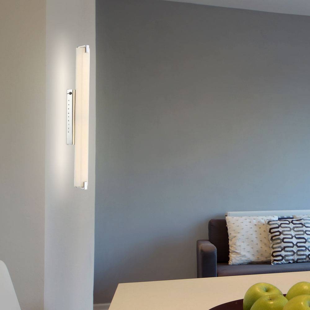Wandlampe Wandleuchte Schlafzimmerleuchte Wohnzimmerlampe Esszimmerleuchte Flurlampe, Glas Chrom, LED 15W 1160Lm 3200K warmweiß, H 58,5 cm