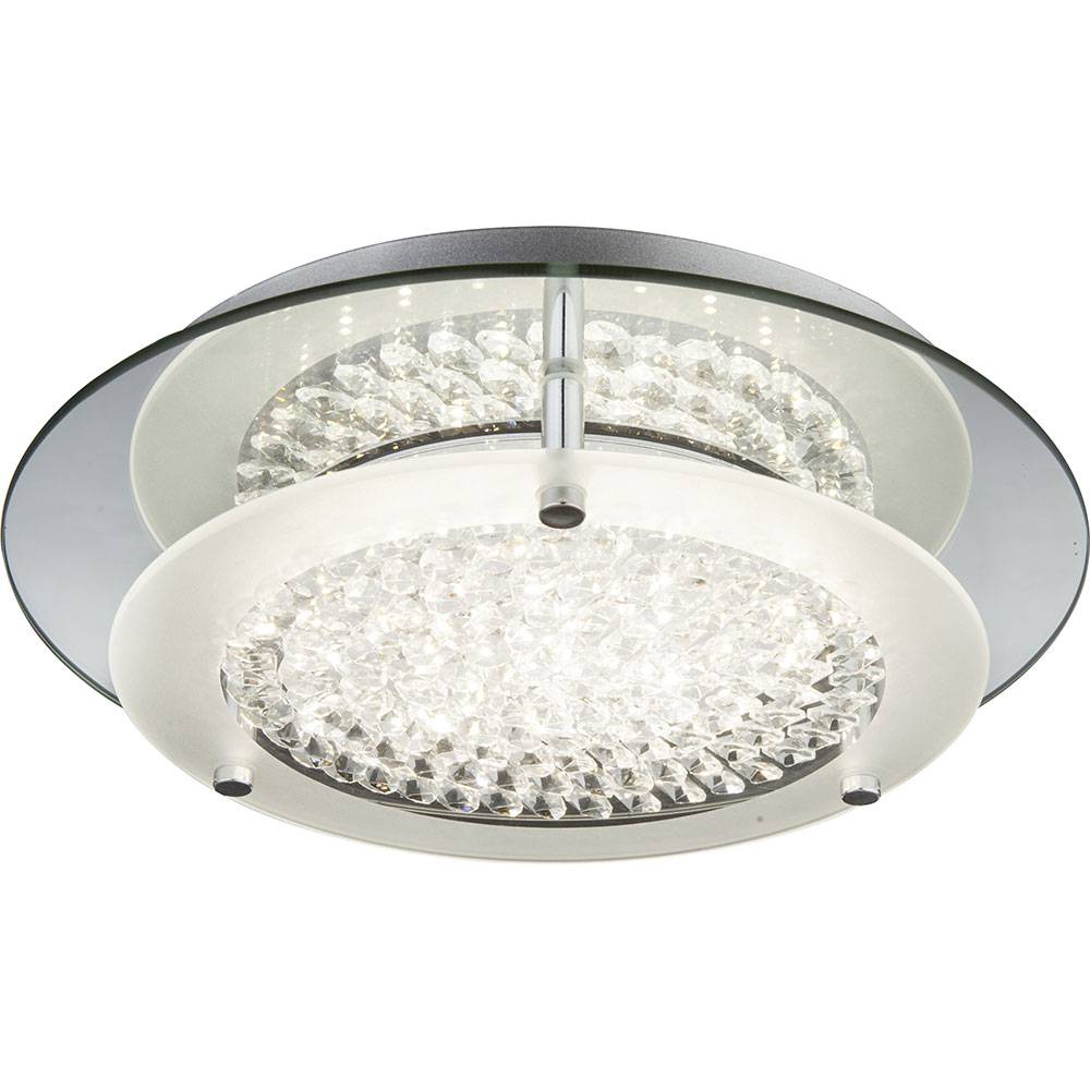 Deckenlampe Wohnzimmerleuchte Schlafzimmerlampe Küchenleuchte Esszimmerlampe, Chrom Kristalle klar, LED 12W 840Lm 4000K neutralweiß, D 28 cm