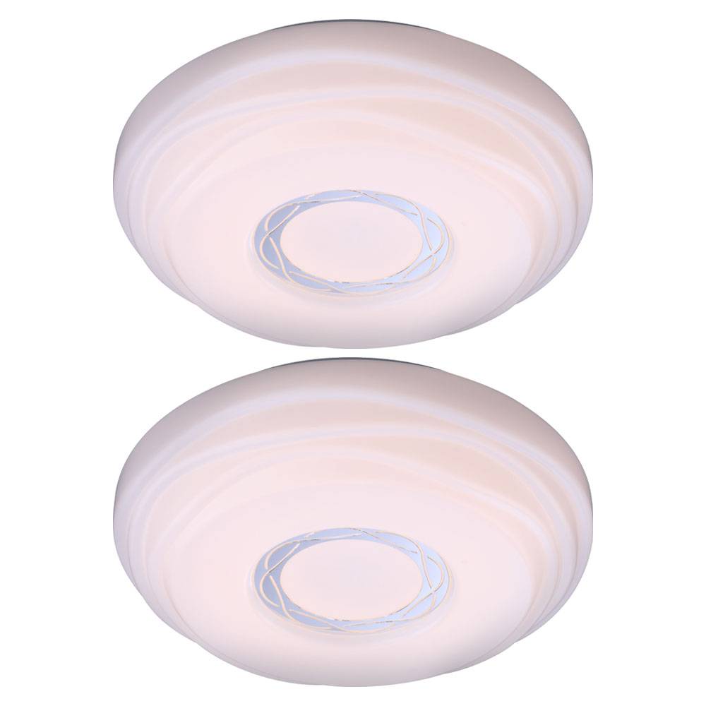 Deckenleuchte Wohnzimmerleuchte Esszimmerlampe Küchenleuchte Schlafzimmerlampe, Metall Acryl weiß, LED 15W 1240 Lumen 3000K warmweiß, D 34 cm, 2er