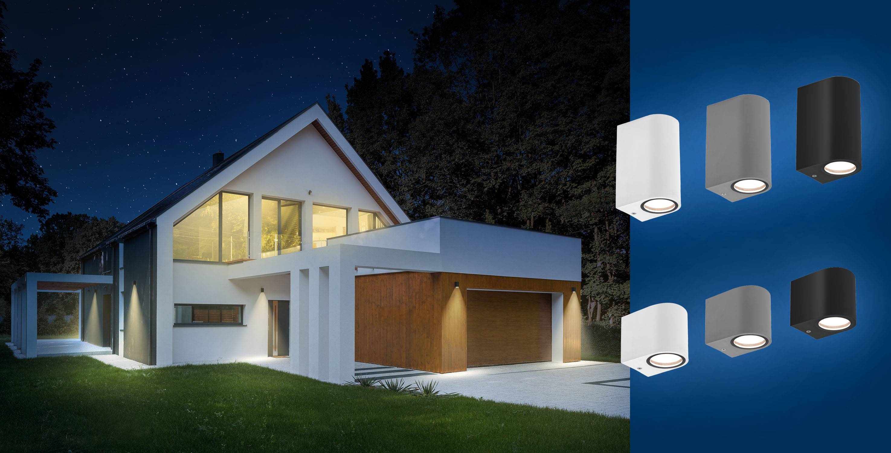 Spectrum LED Wandleuchte PARETE GU10 Außenleuchte grau IP54 max. 6W rund