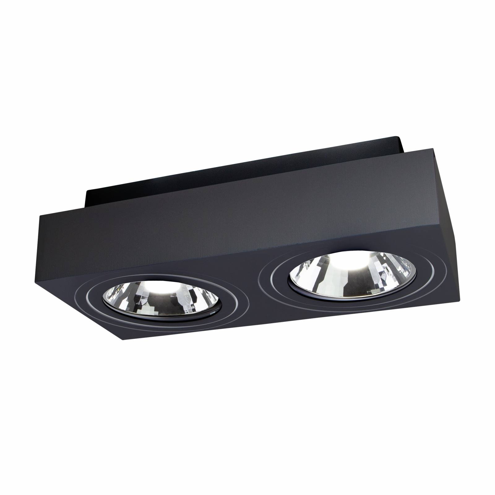 Spectrum LED Mirora GU10 AR111 2 fach Deckenleuchte schwarz schwenkbar IP20 max.2x35W eckig