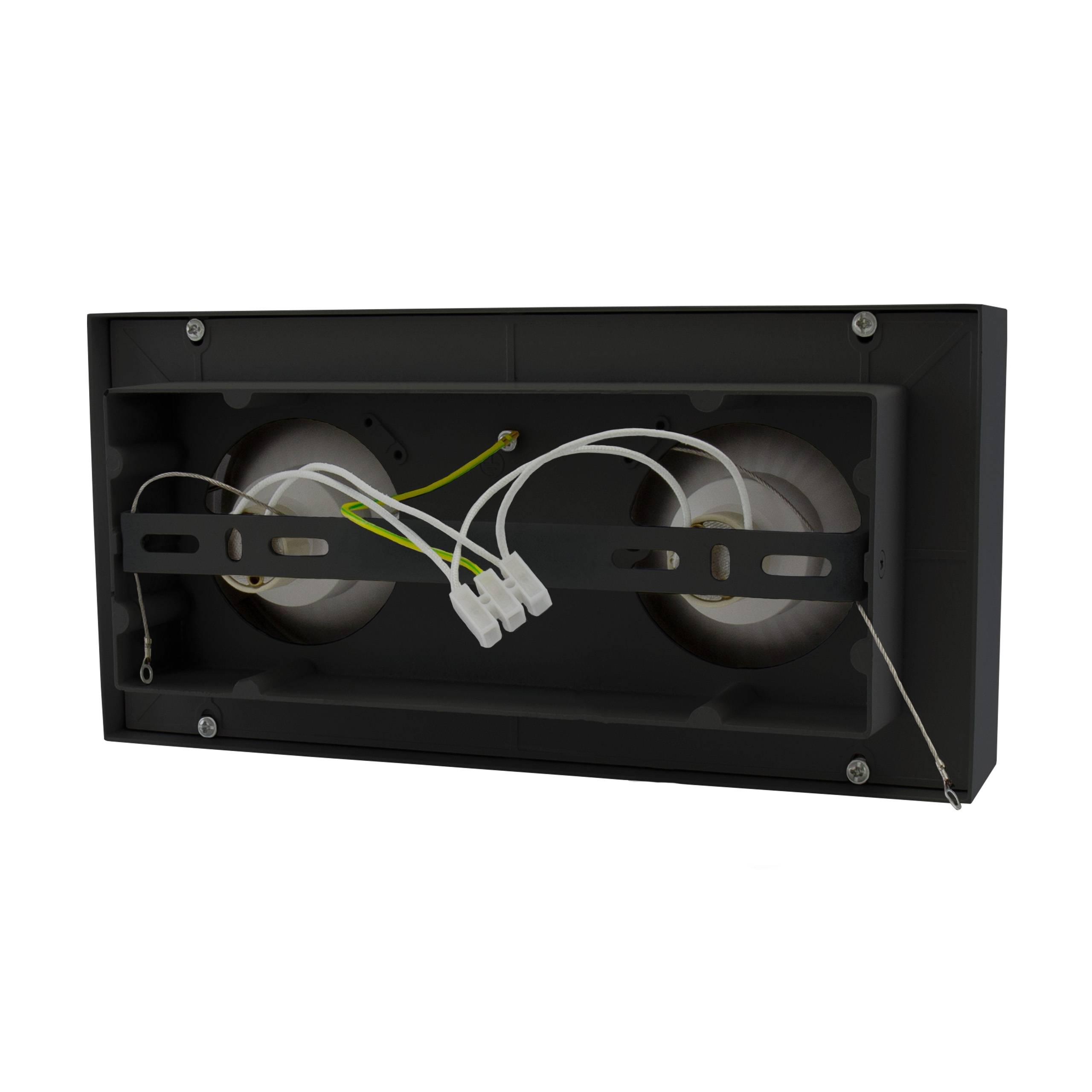 Spectrum LED Mirora GU10 AR111 2 fach Deckenleuchte schwarz schwenkbar IP20 max.2x35W eckig