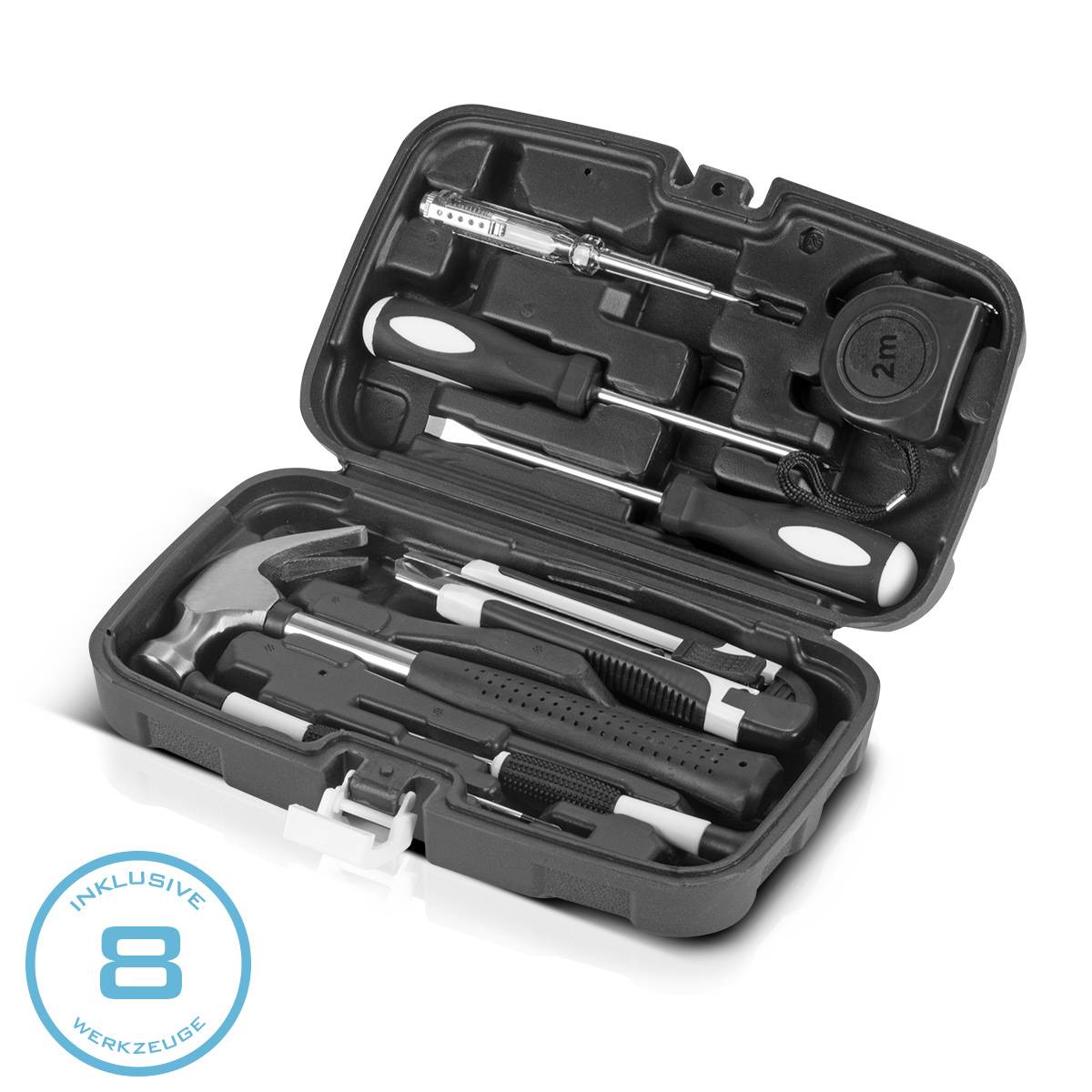 STAHLWERK Heimwerker Set HTS-9 ST Werkzeugkoffer mit 8-teiligem Werkzeug Set