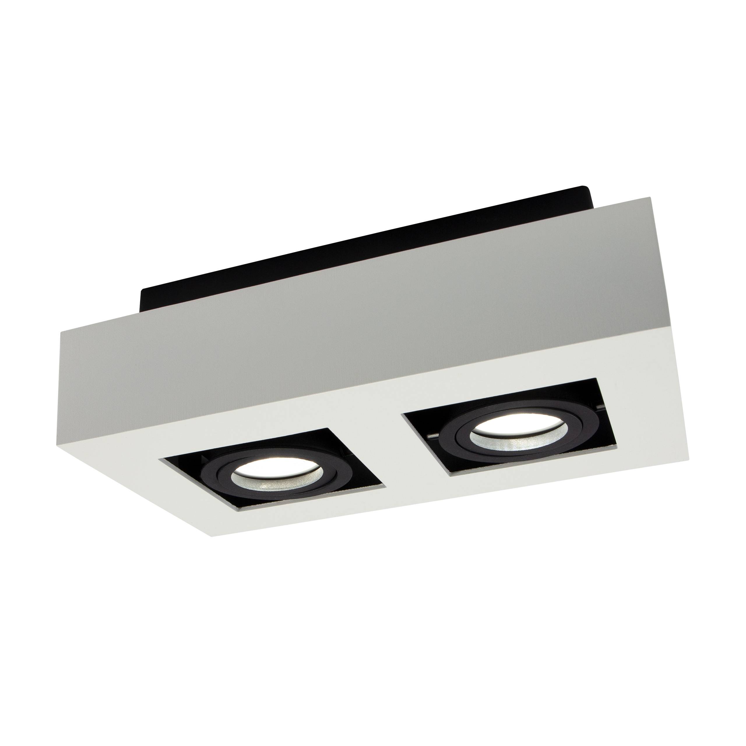 Spectrum LED Mirora GU10 2 fach Deckenleuchte schwarz & weiß schwenkbar IP20 max.35W eckig