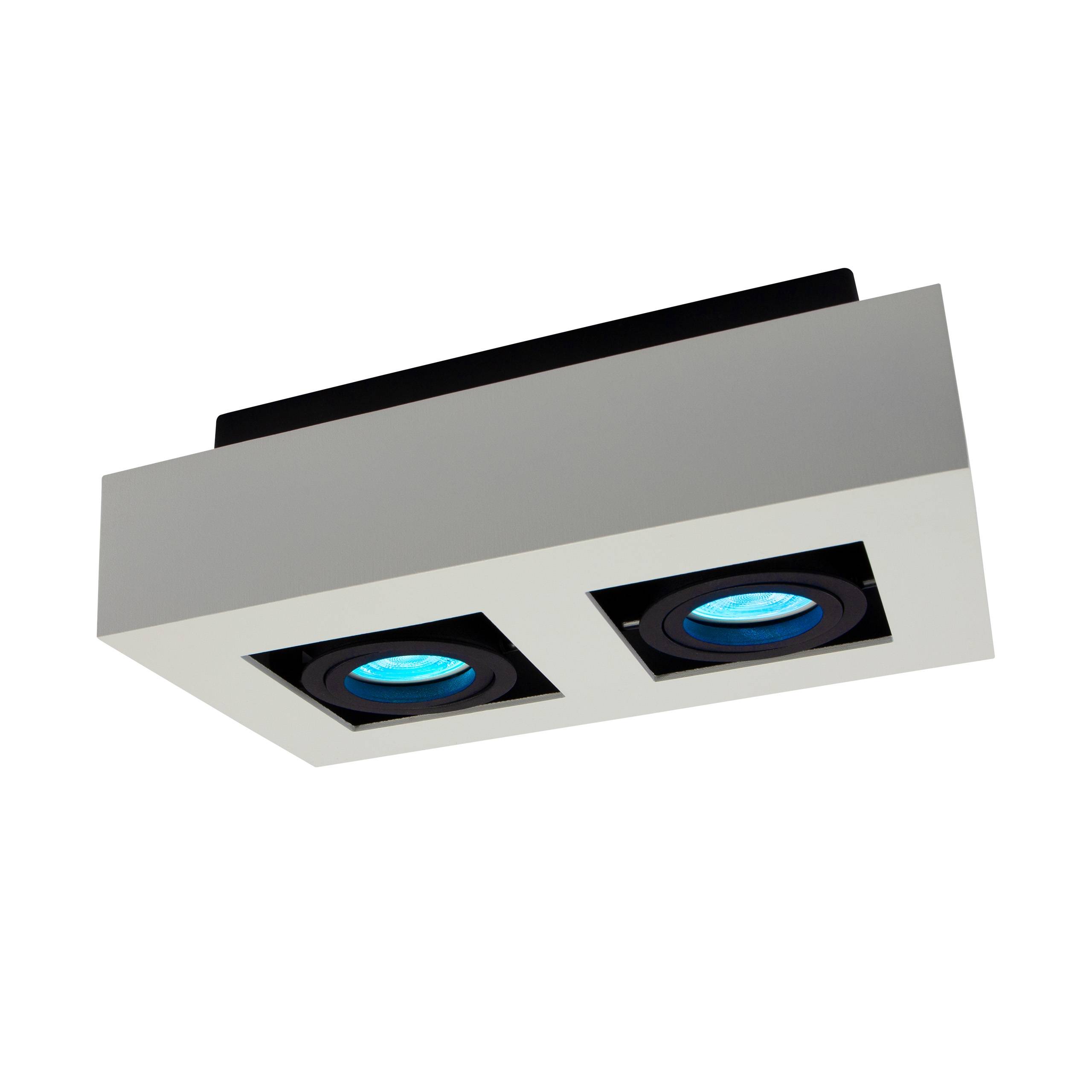 Spectrum LED Mirora GU10 2 fach Deckenleuchte schwarz & weiß schwenkbar IP20 max.35W eckig