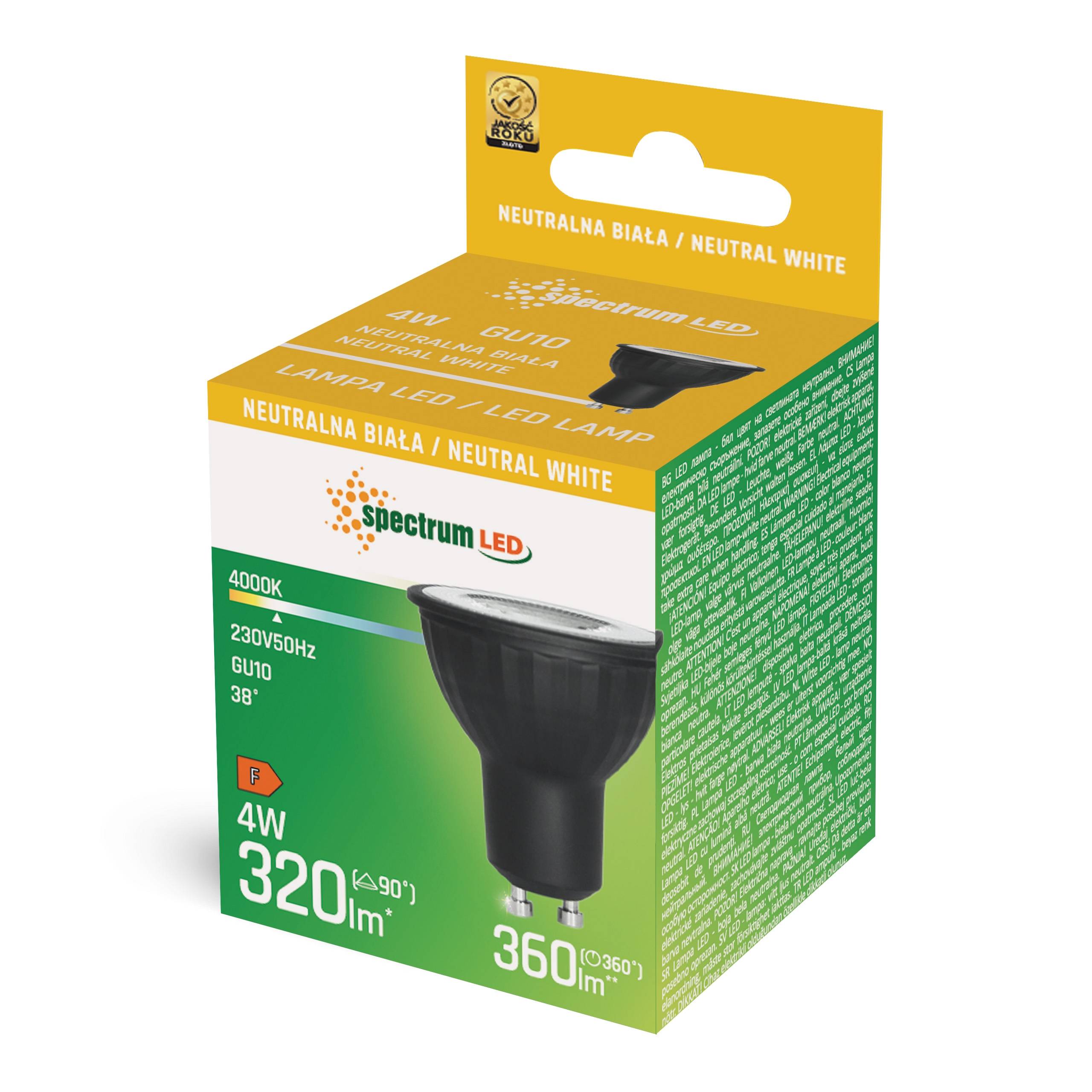 Spectrum LED GU10 4W = 40W 38° Reflektor 360lm schwarz 230V Neutralweiß 4000K