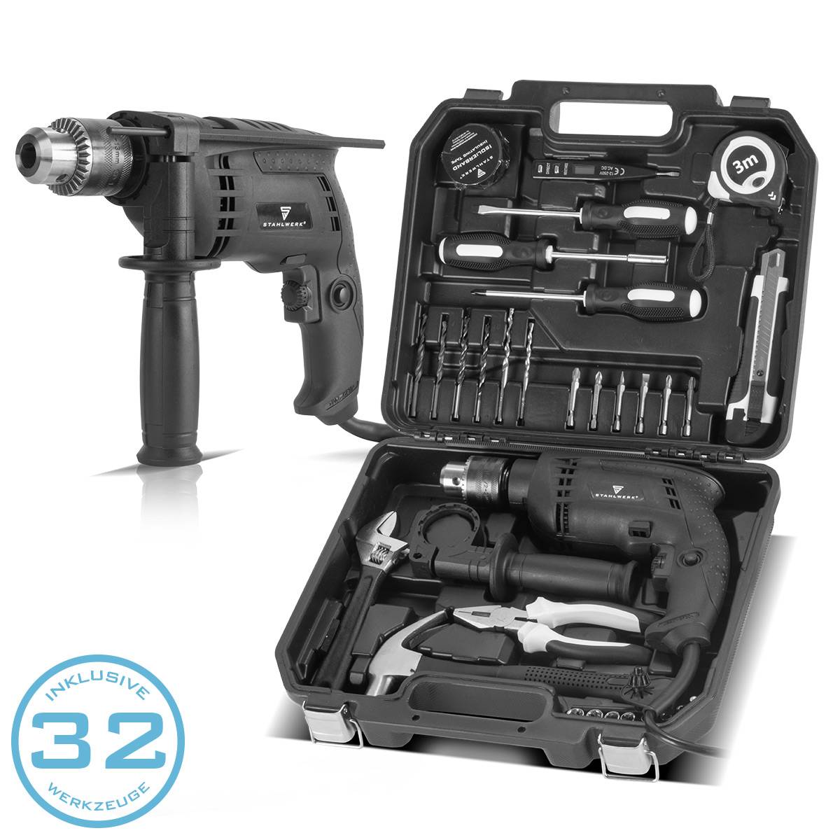 STAHLWERK Heimwerker Set DTS-33 ST Werkzeugkasten mit 32-teiligem Werkzeug Set