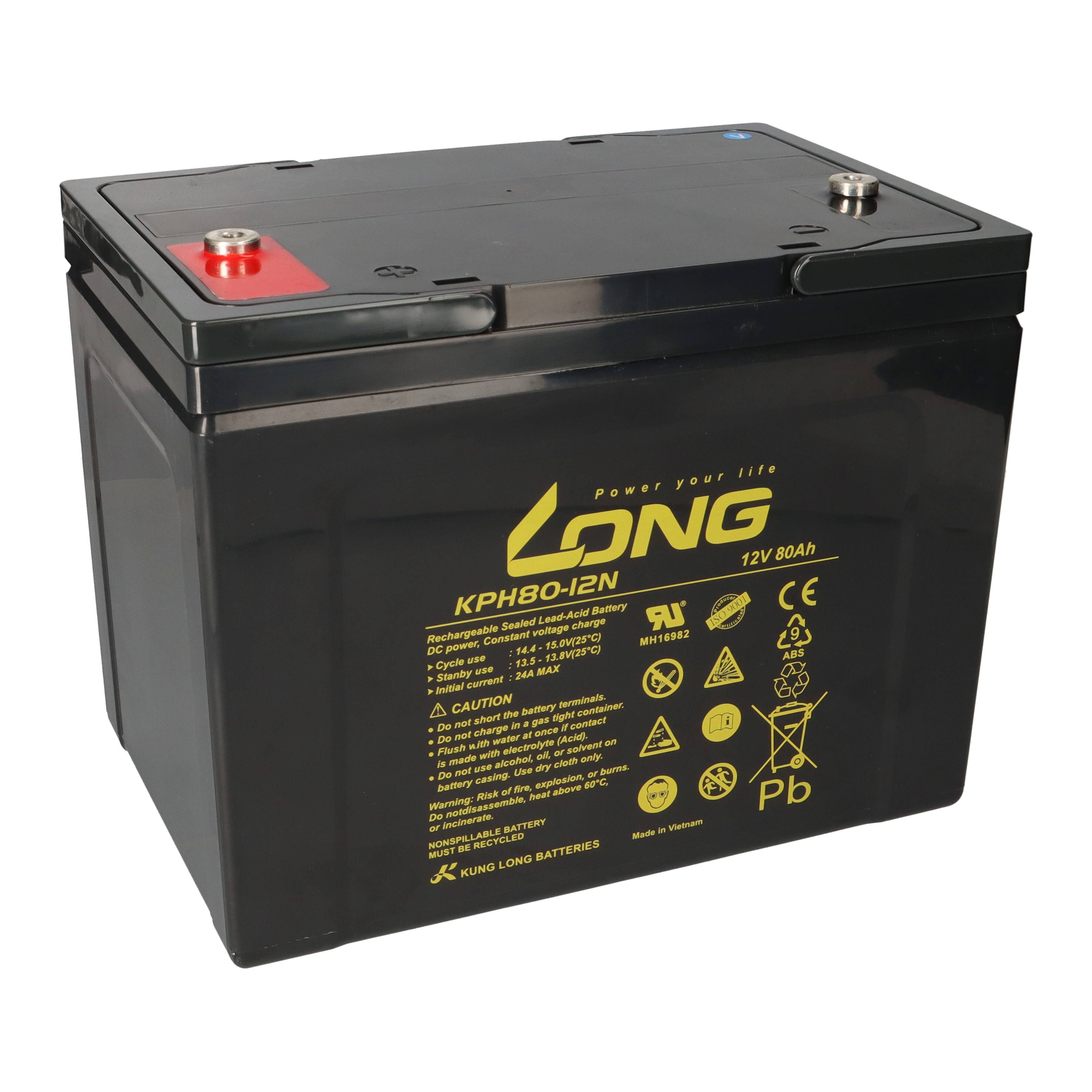 Kung Long KPH80-12N 12V 80Ah AGM Bleiakku M6 Longlife