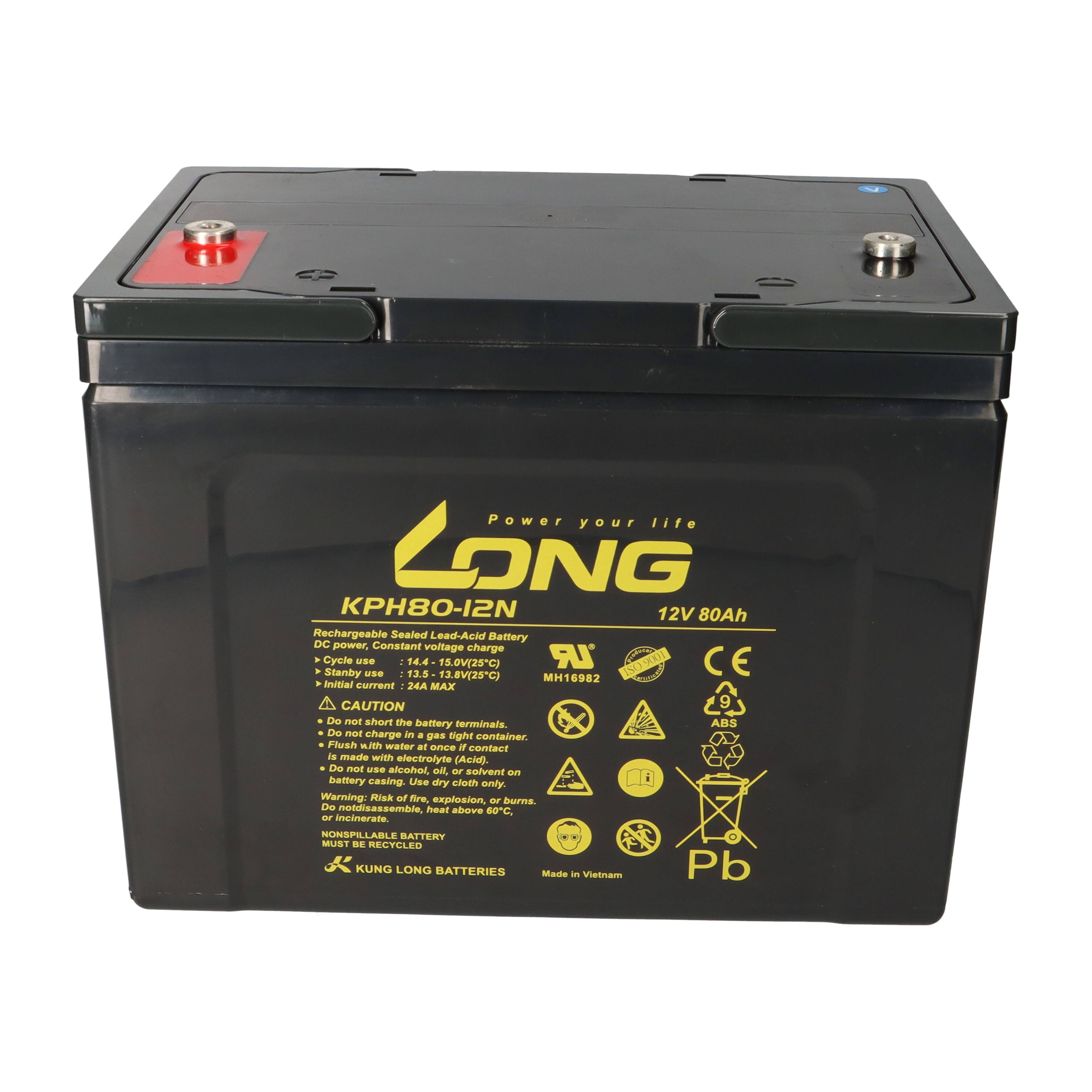 Kung Long KPH80-12N 12V 80Ah AGM Bleiakku M6 Longlife