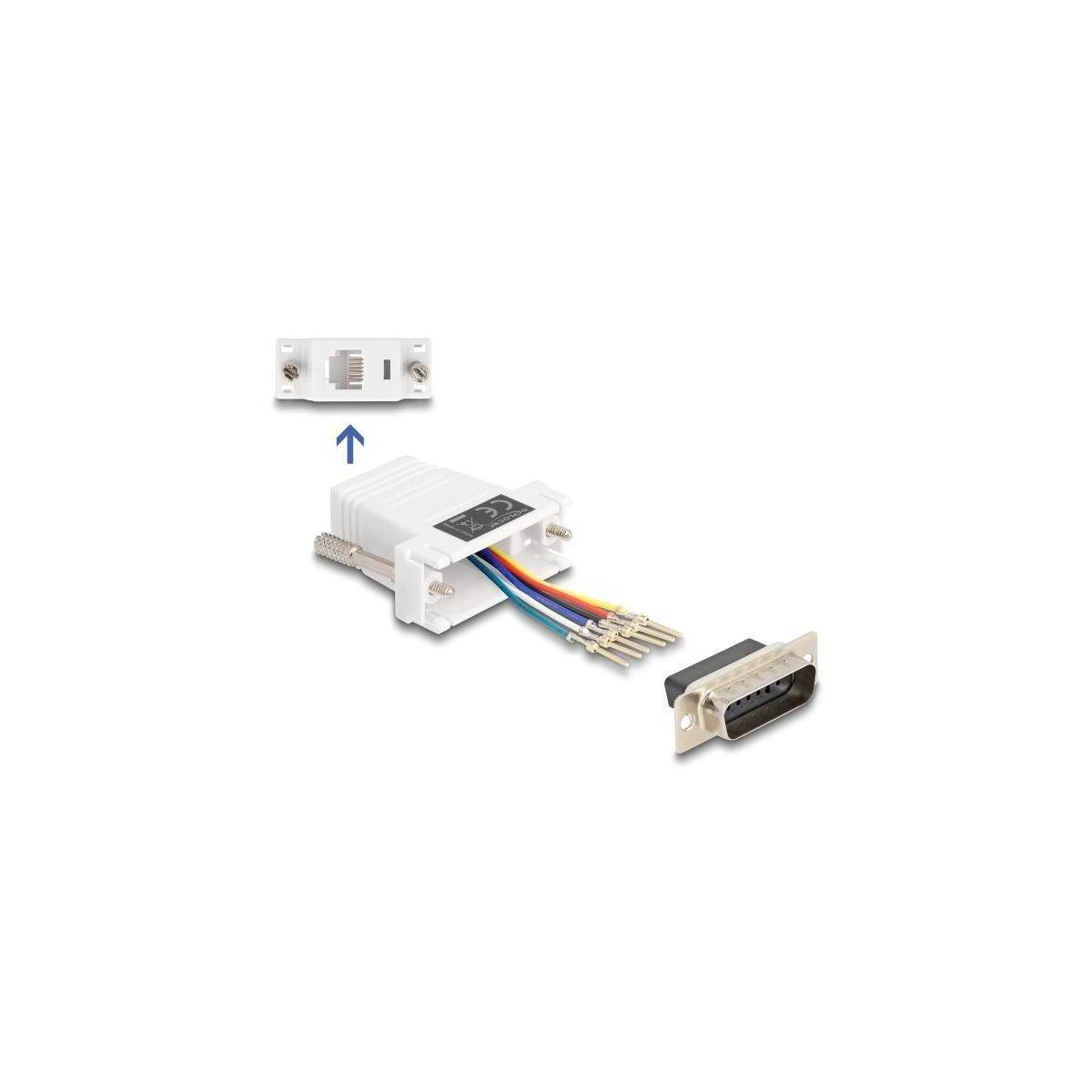 67083 - Delock D-Sub 15 Pin Stecker zu RJ12 Buchse Montagesatz weiß