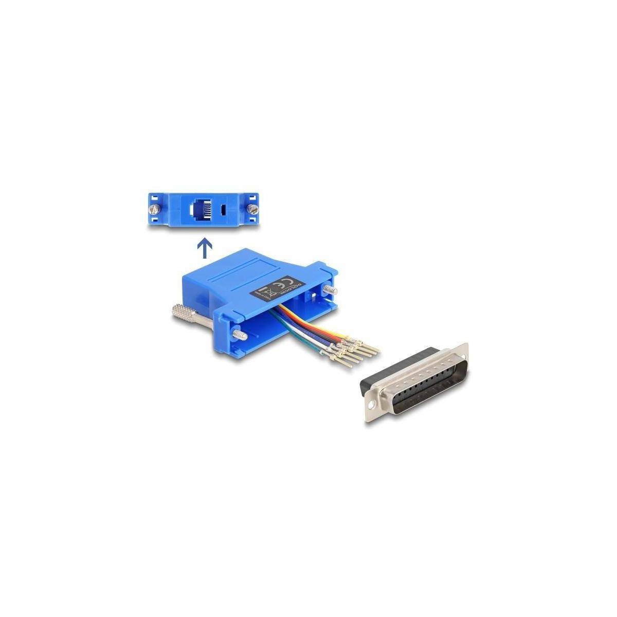 67095 - Delock D-Sub 25 Pin Stecker zu RJ12 Buchse Montagesatz blau