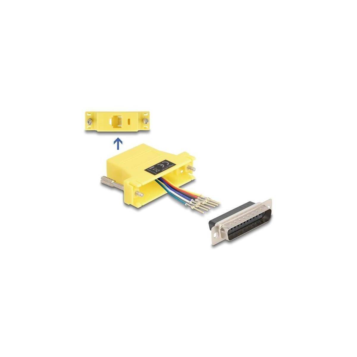 67096 - Delock D-Sub 25 Pin Stecker zu RJ12 Buchse Montagesatz gelb
