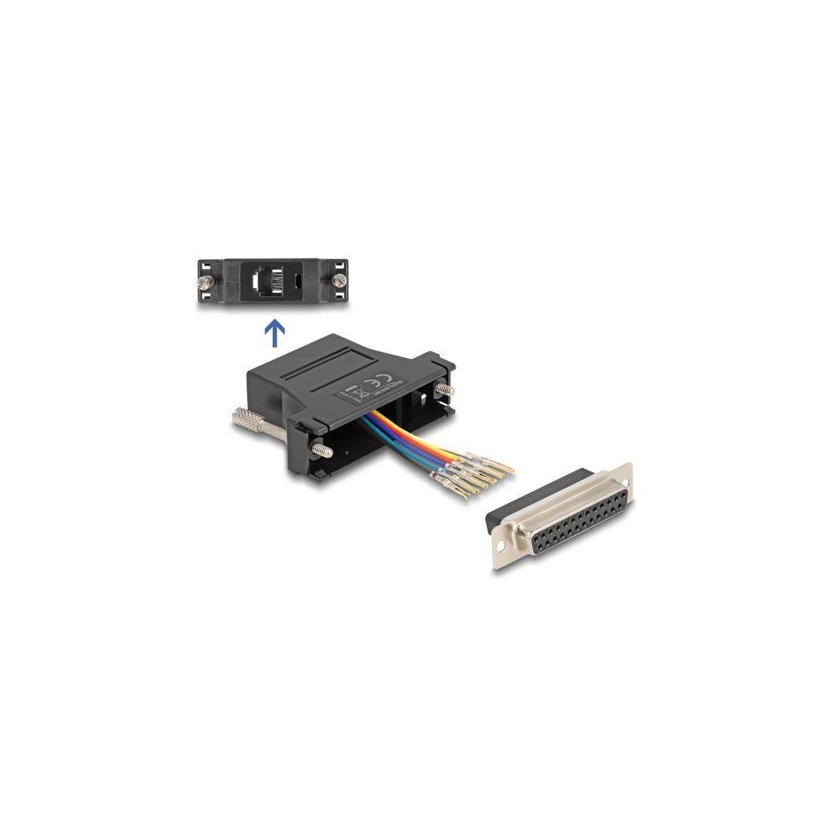 67097 - Delock D-Sub 25 Pin Buchse zu RJ12 Buchse Montagesatz schwarz
