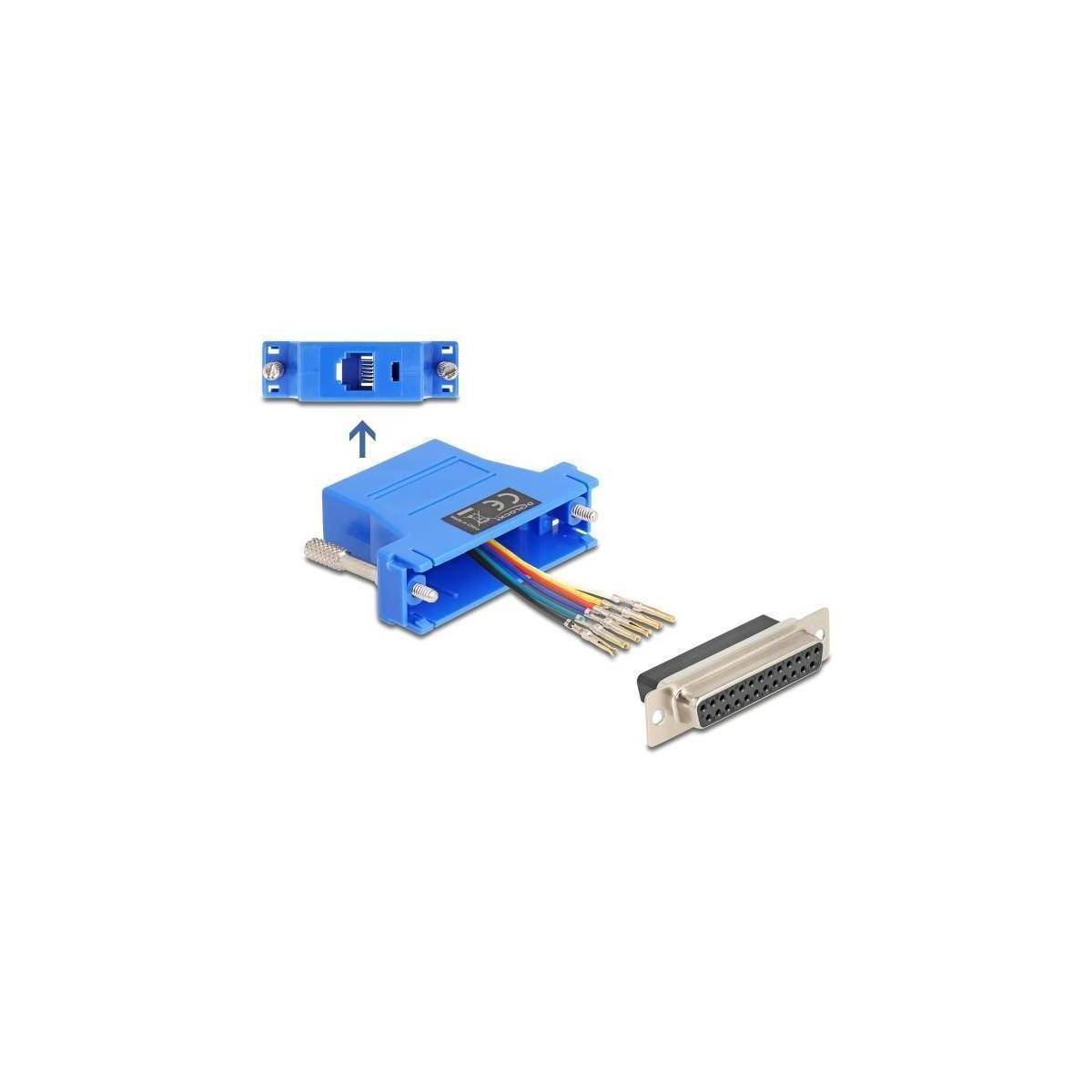 67100 - Delock D-Sub 25 Pin Buchse zu RJ12 Buchse Montagesatz blau