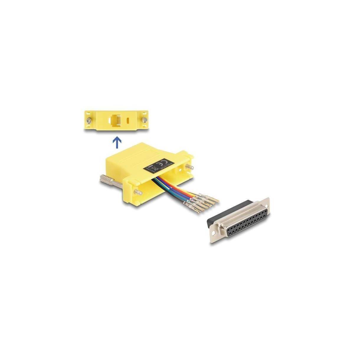 67101 - Delock D-Sub 25 Pin Buchse zu RJ12 Buchse Montagesatz gelb