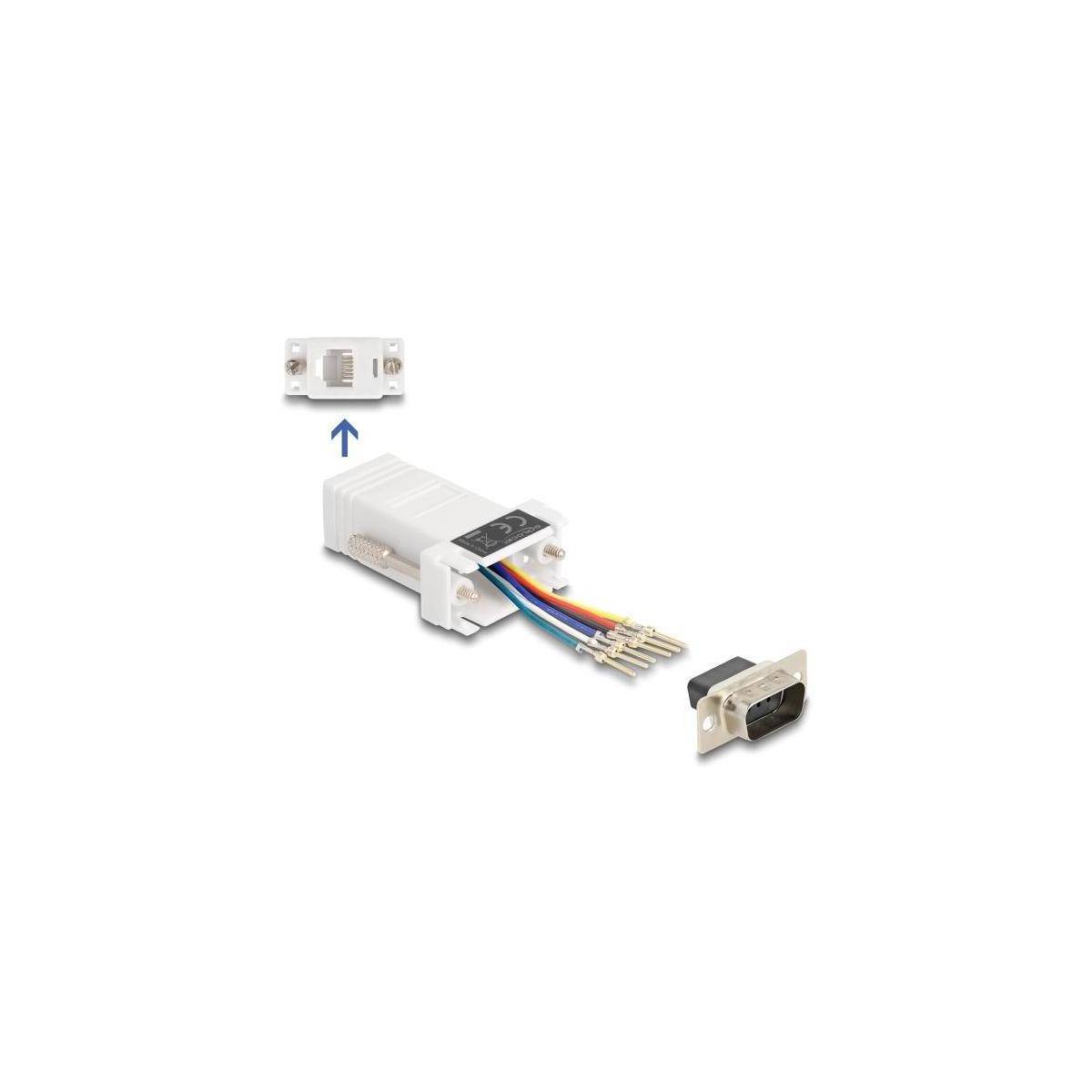 67073 - Delock D-Sub 9 Pin Stecker zu RJ12 Buchse Montagesatz weiß