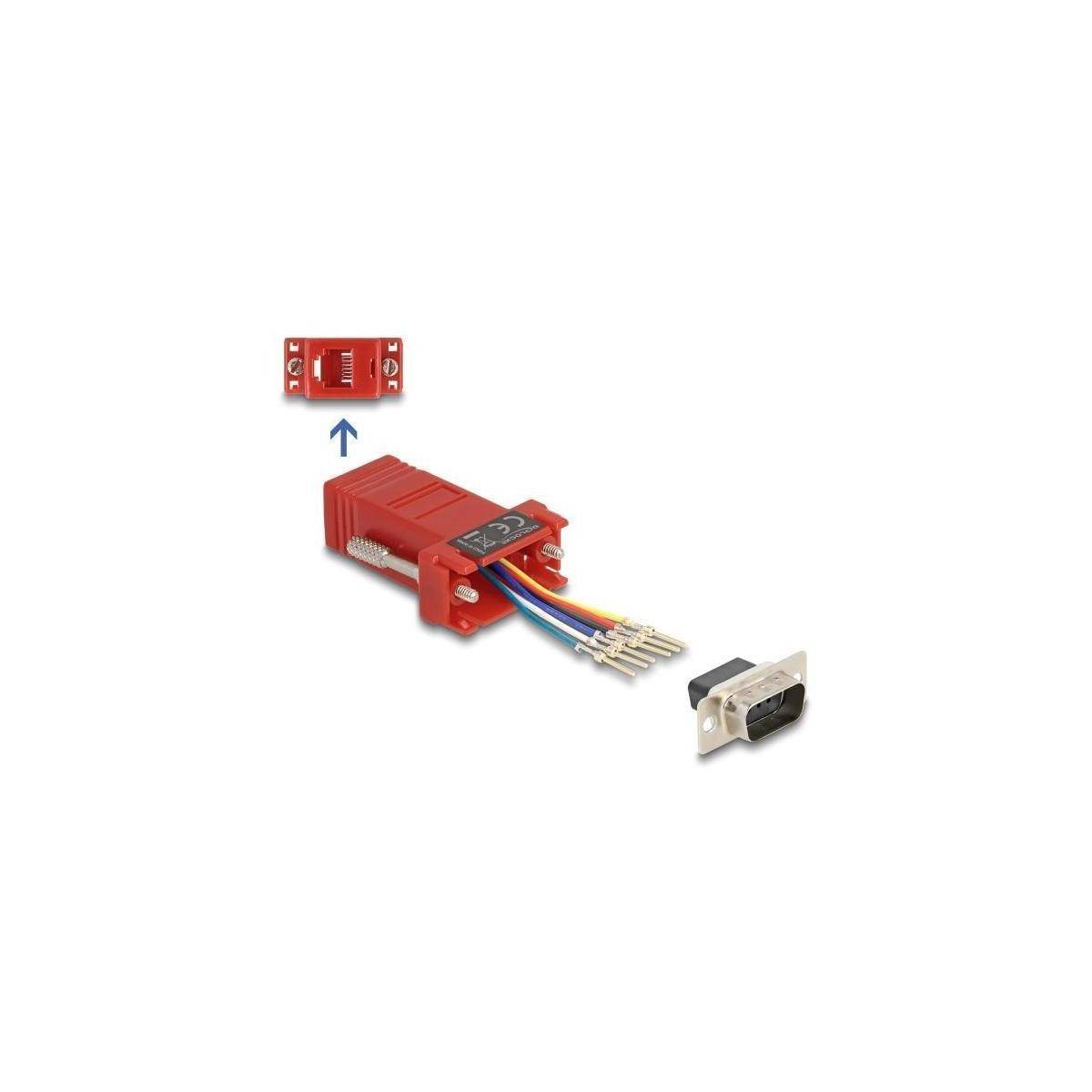 67074 - Delock D-Sub 9 Pin Stecker zu RJ12 Buchse Montagesatz rot