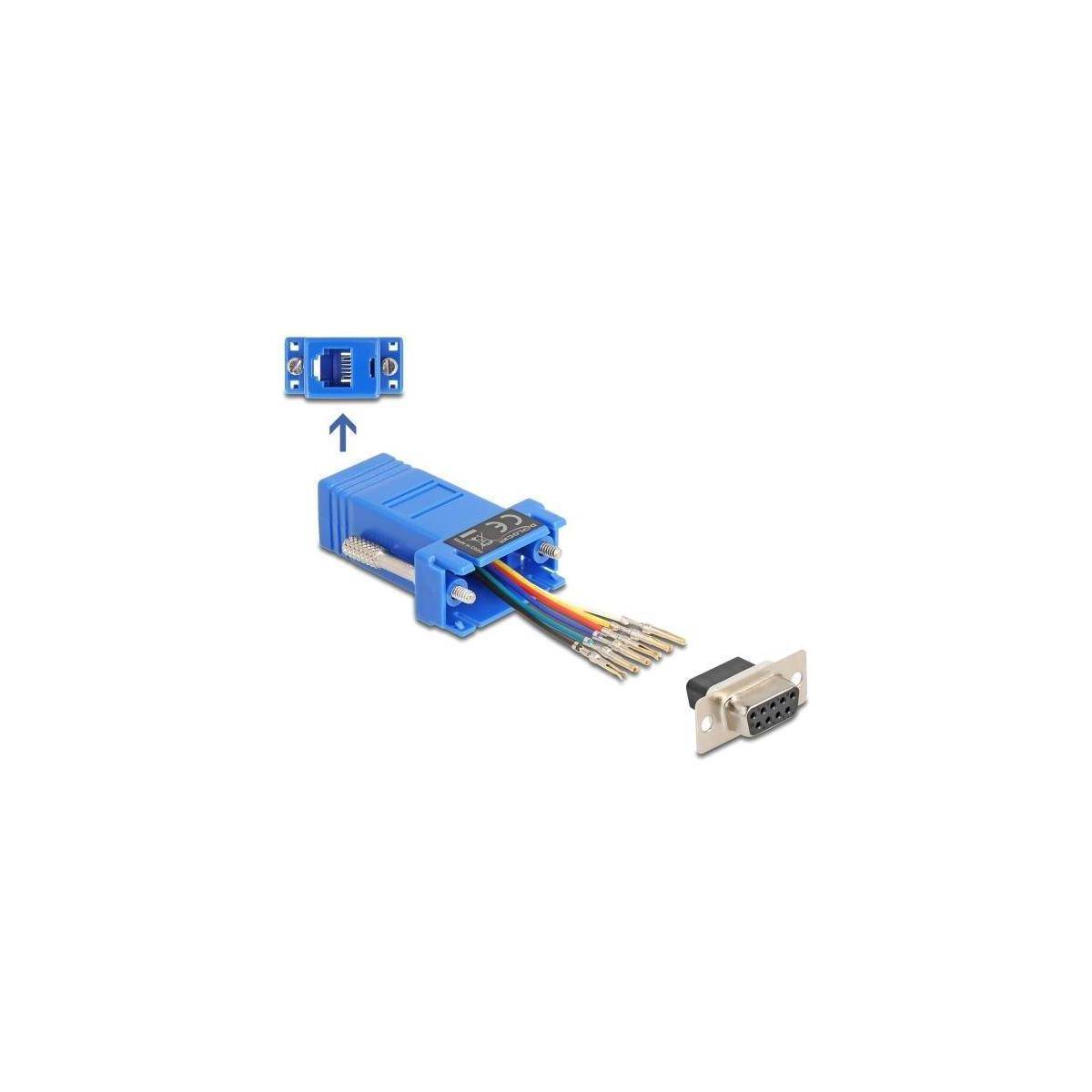 67080 - Delock D-Sub 9 Pin Buchse zu RJ12 Buchse Montagesatz blau