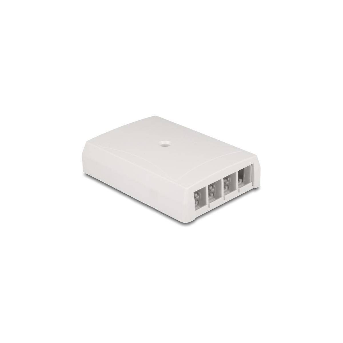 Delock Keystone Leergehäuse Aufputz 4 Port für Glasfaser und Netzwerk weiß