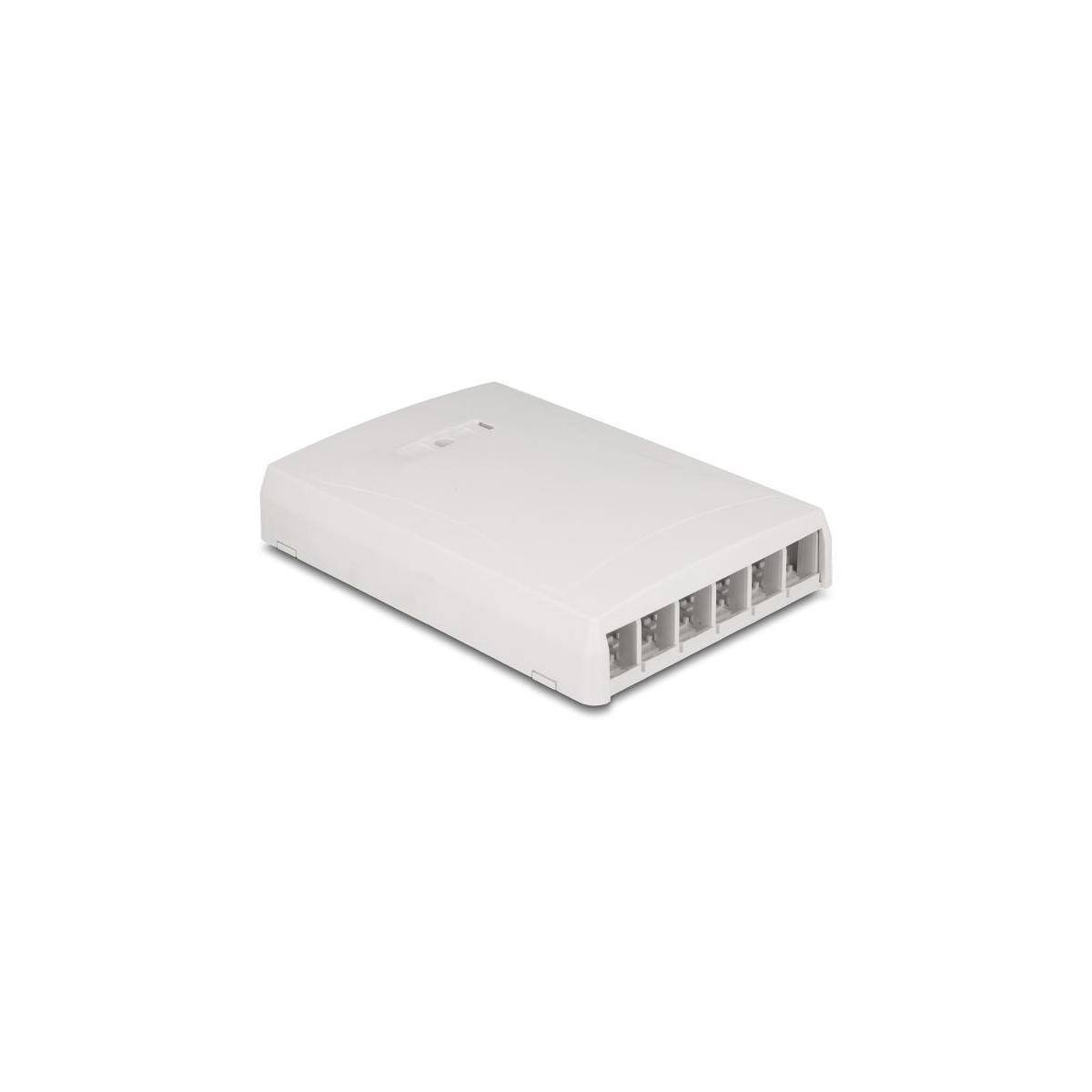 Delock Keystone Leergehäuse Aufputz 6 Port für Glasfaser und Netzwerk weiß