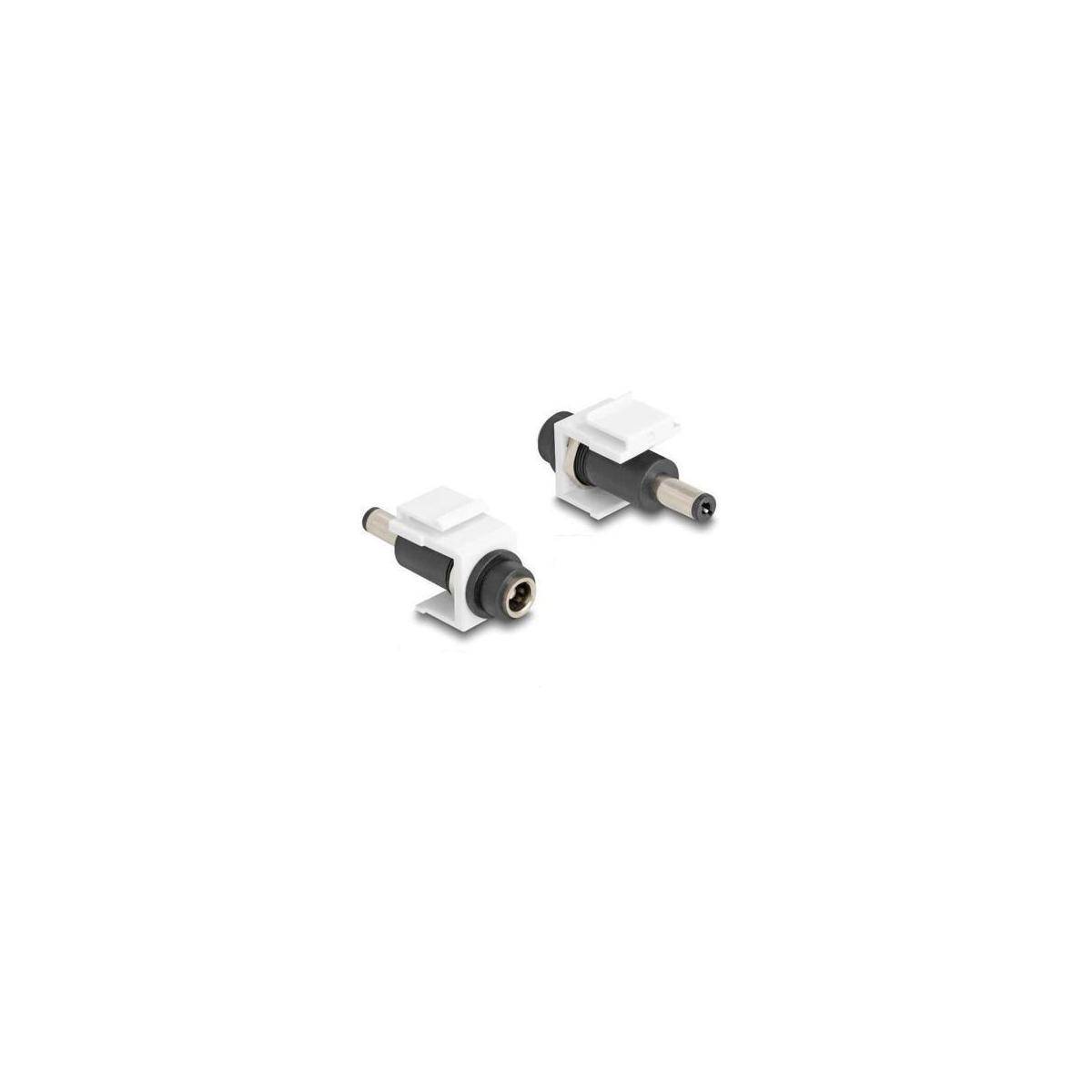 84174 - Delock Keystone Modul DC 5,5 x 2,1 mm Buchse zu DC 5,5 x 2,1 mm Stecker weiß
