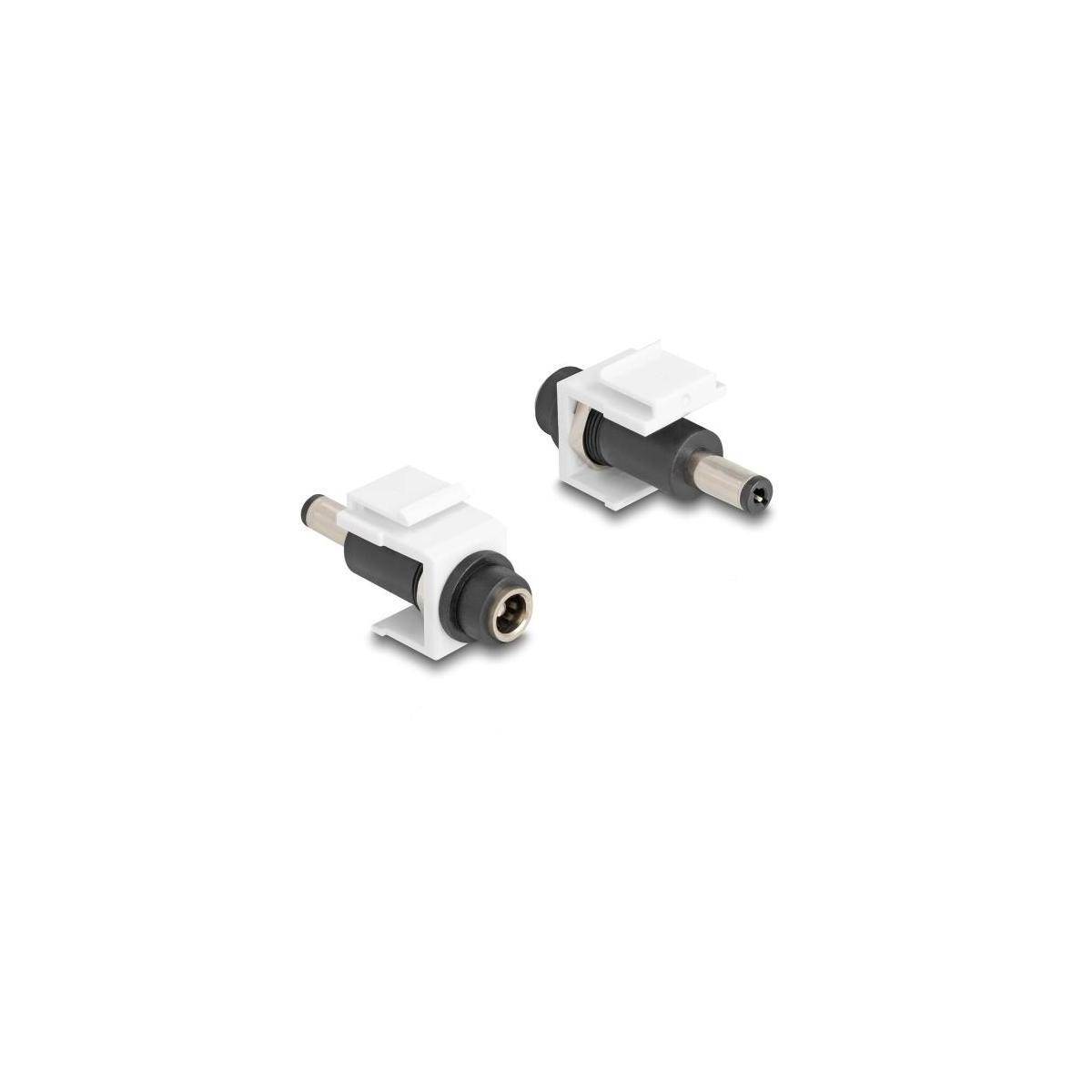 84177 - Delock Keystone Modul DC 5,5 x 2,5 mm Buchse zu DC 5,5 x 2,5 mm Stecker weiß