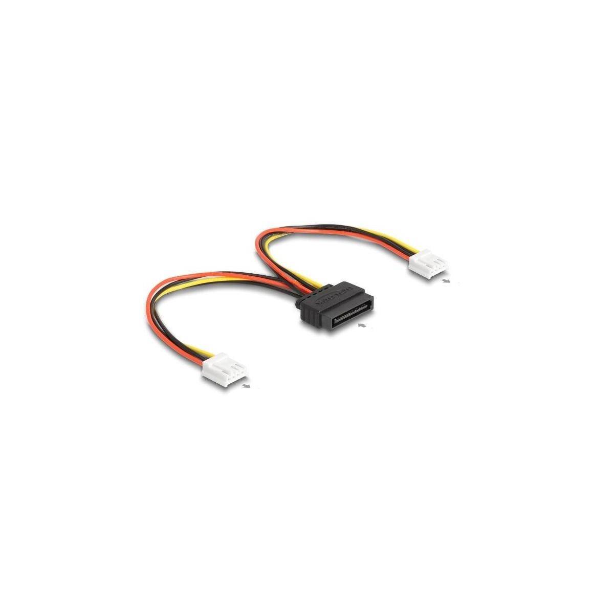 66611 - SATA Stromkabel 15 Pin Stecker zu 2 x Floppy 4 Pin Buchse 15 cm