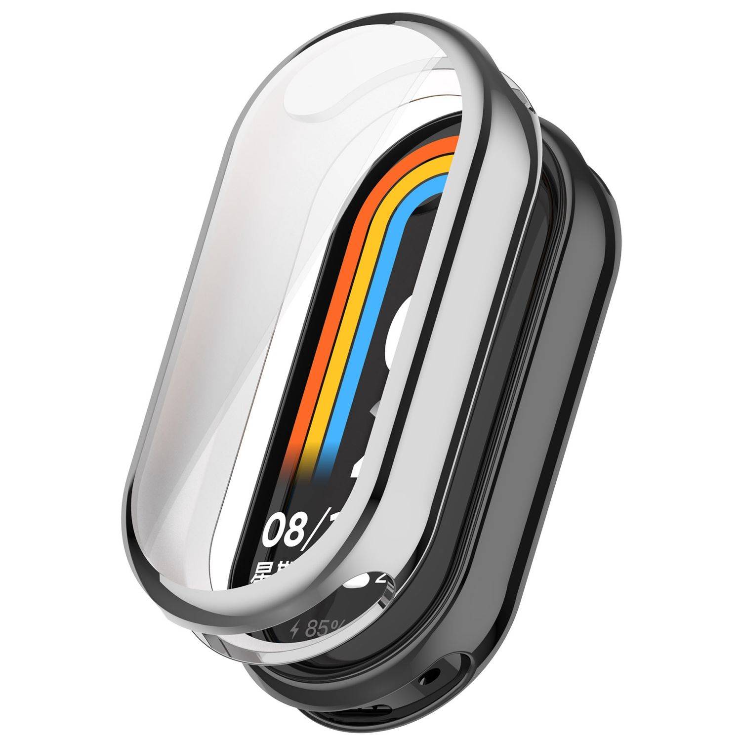 Für Xiaomi Smart Band 9 Full Cover Watch Soft TPU Schutz Hülle Silber