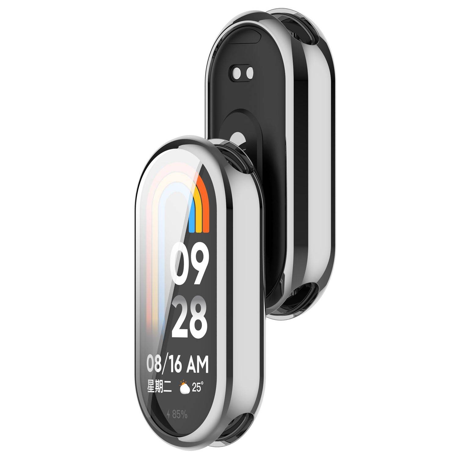 Für Xiaomi Smart Band 9 Full Cover Watch Soft TPU Schutz Hülle Silber