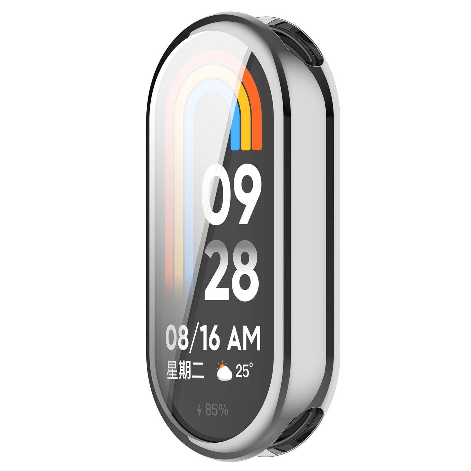 Für Xiaomi Smart Band 9 Full Cover Watch Soft TPU Schutz Hülle Silber