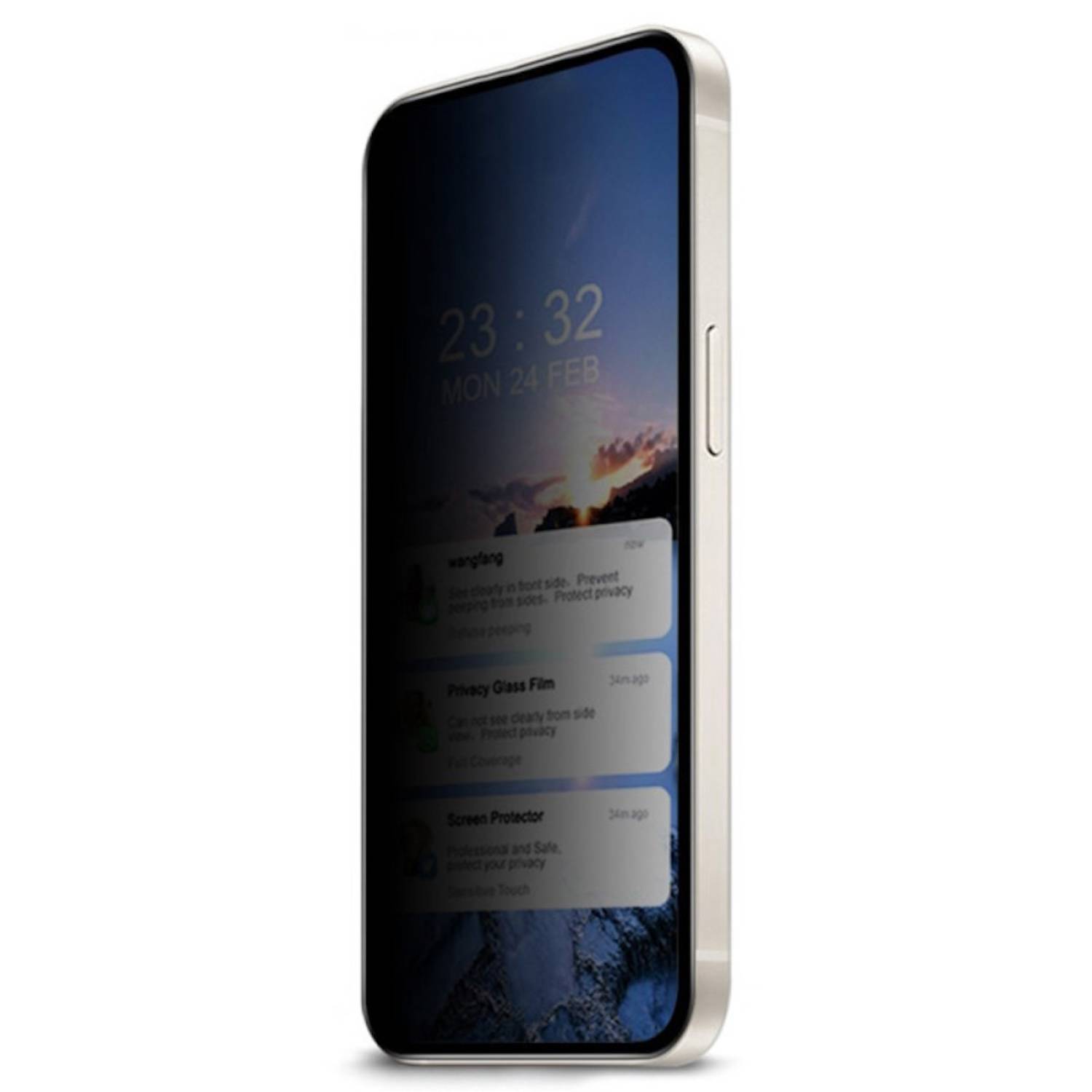 Für Apple iPhone 16 Pro 1x 2.5D 0,26mm Privacy Schutz H9 Hart Glas