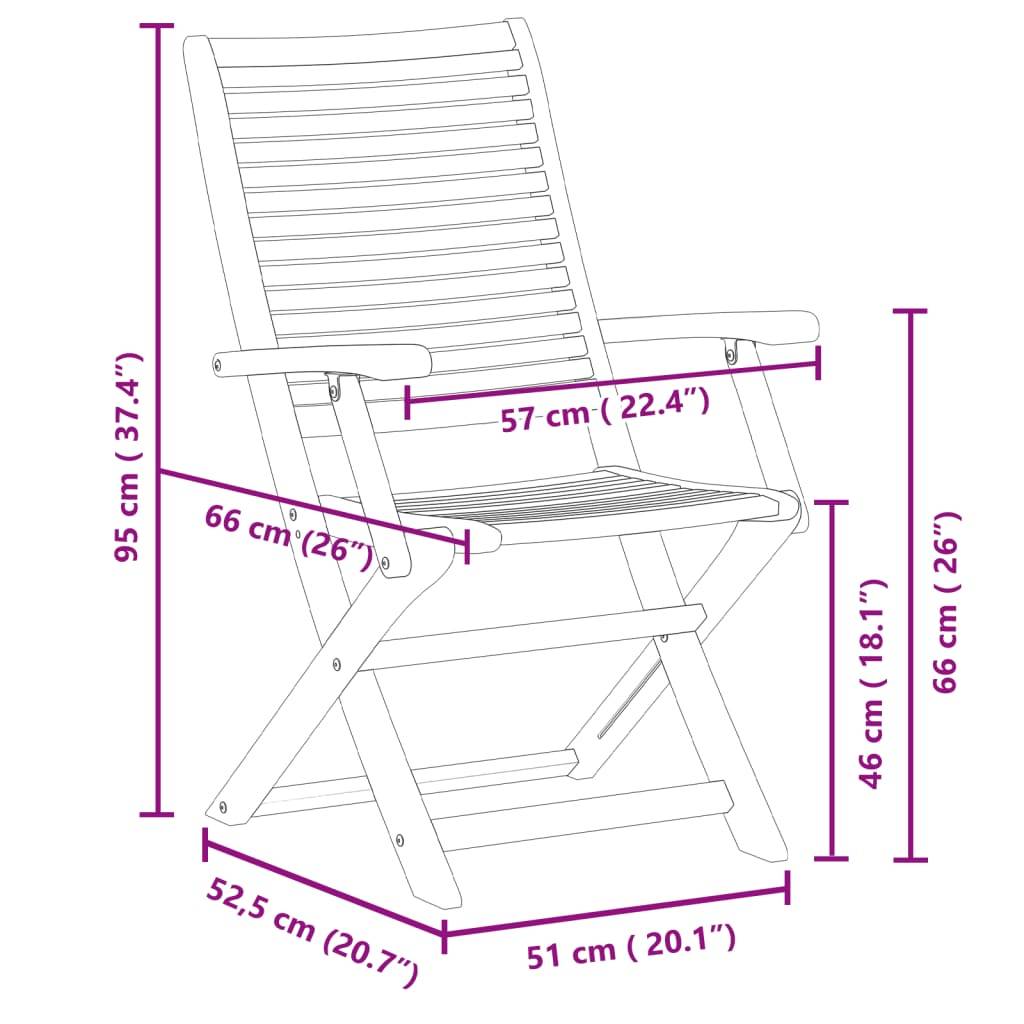 vidaXL Gartenstühle 6 Stk. Klappbar 57x66x95 cm Massivholz Akazie