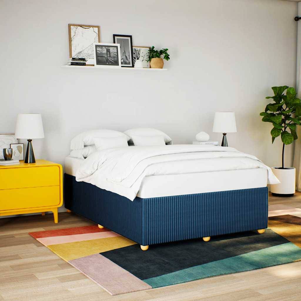 vidaXL Bettgestell ohne Matratze Blau 140x200 cm Stoff