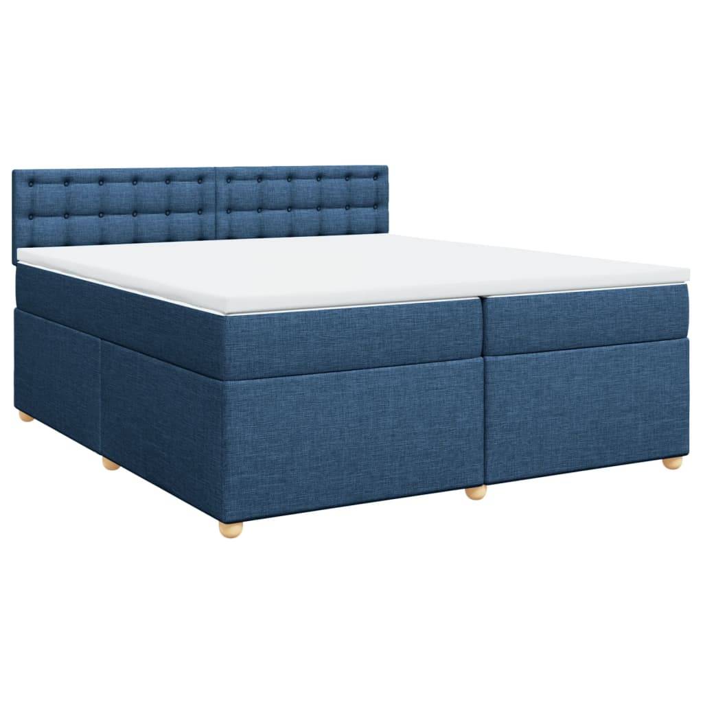 vidaXL Boxspringbett mit Matratze Blau 200x200 cm Stoff